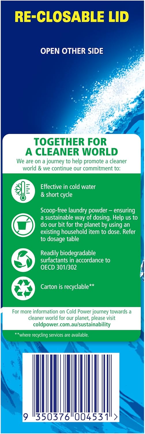 Cold Power Advanced Clean, Powder Laundry Detergent, 4kg, Suitable for Front and Top Loaders