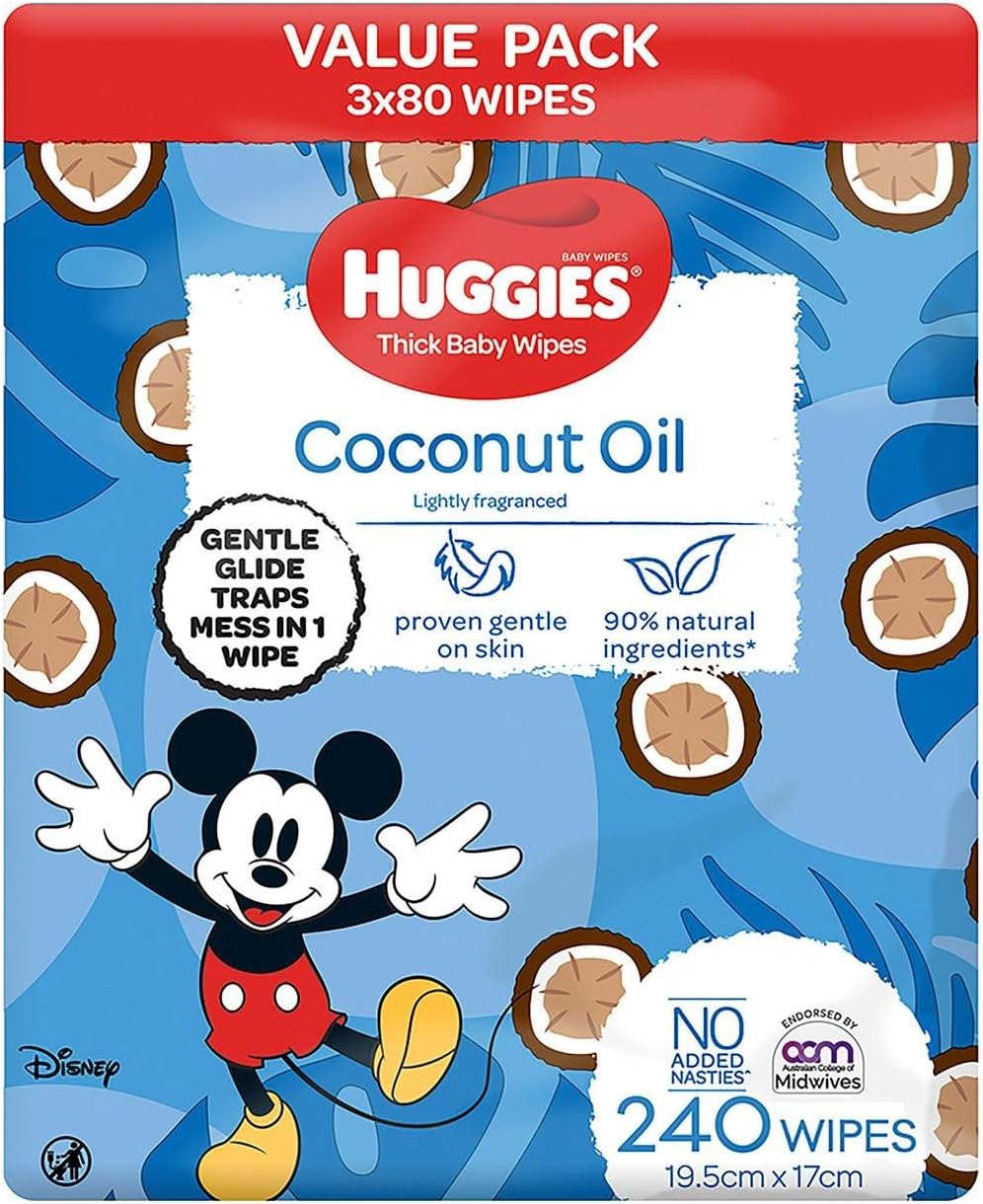 Huggies Baby Wipes Lightly Fragranced Coconut Oil (3X80 pk)