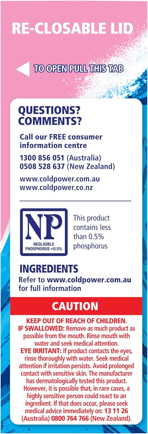 Cold Power Washing Powder Sensitive 2kg, Sensitive Laundry Detergent for Effective Stain Removal and Outstanding Results in Cold Water, No Enzyme and Dye and Perfume-Free Laundry Liquid