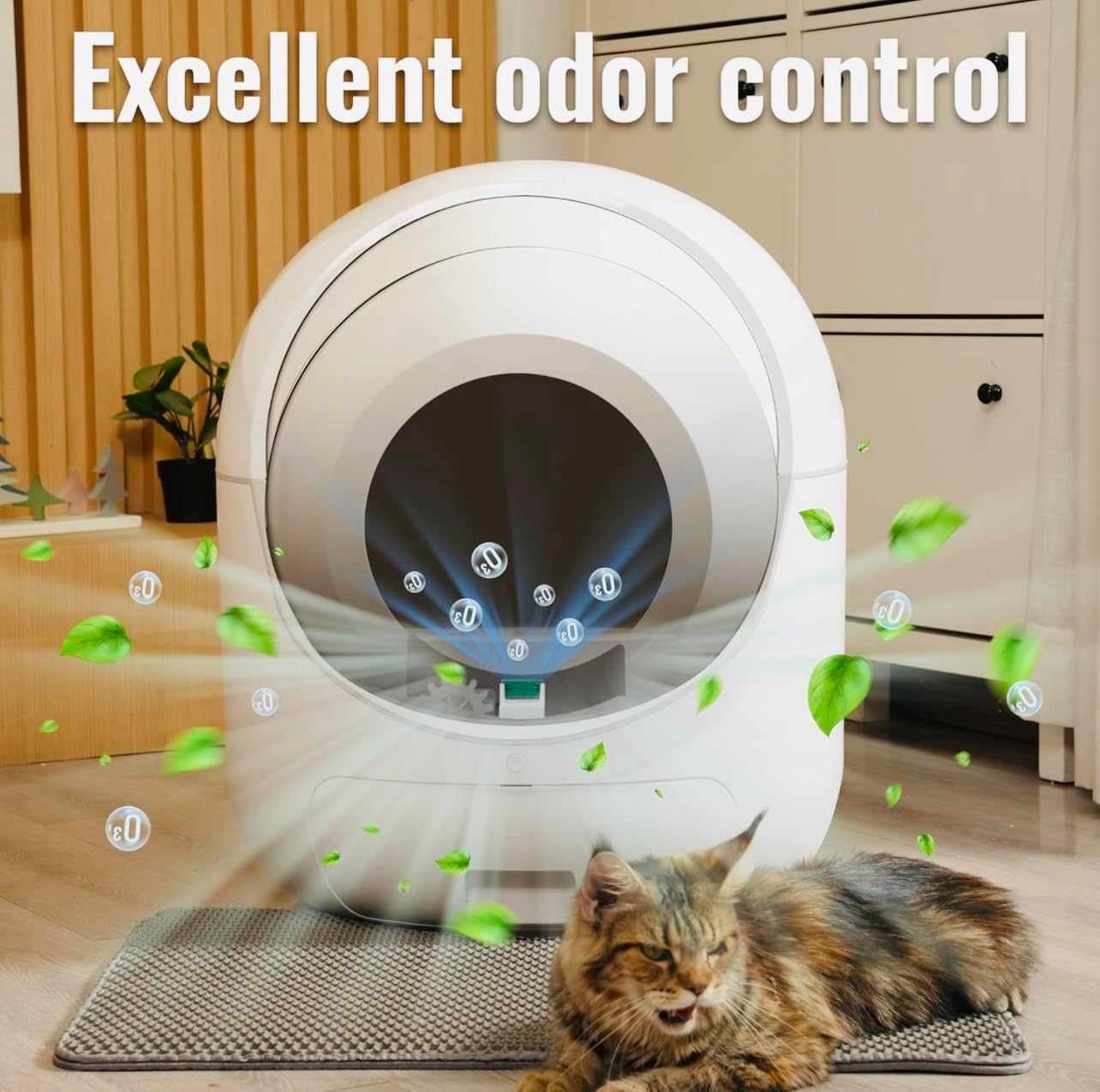 Self Cleaning Cat Litter Box - 85L Extra Large Automatic Cat Litter Box Self Cleaning for Multiple Cats, Anti-Pinch/Odor-Removal Design, All Litter Can Use, with Garbage Bags/Mats, App Control