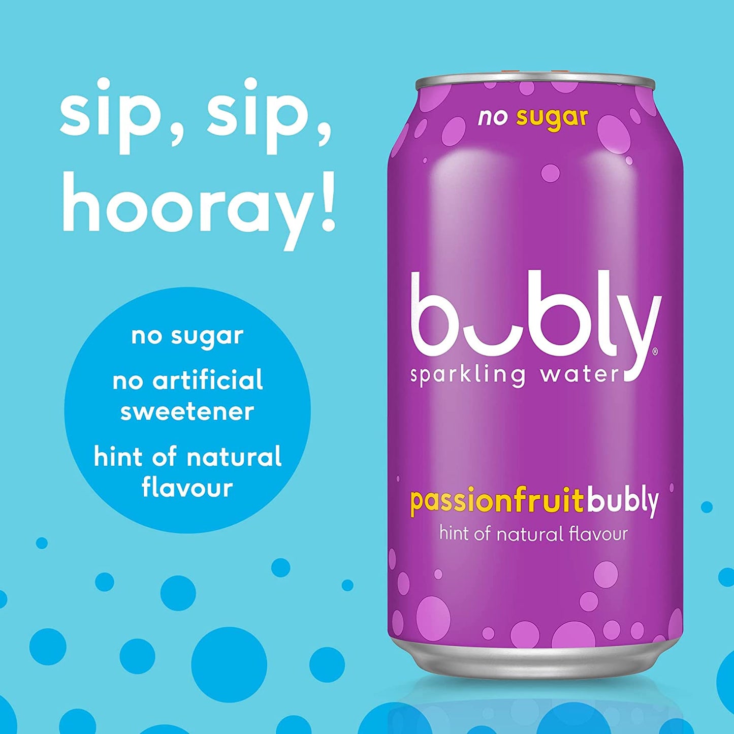 Bubly Passionfruit Flavoured Sparkling Water Can 375 ml 8 pack