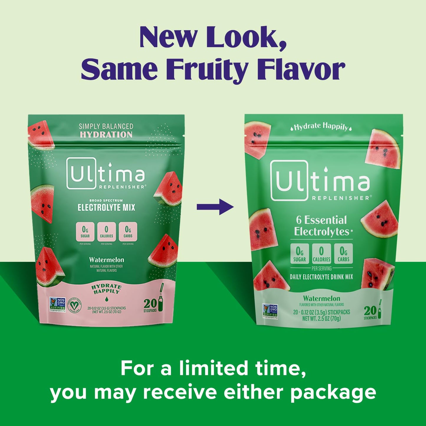 Ultima Replenisher Daily Electrolyte Drink Mix – Watermelon, 20 Stickpacks – Hydration Packets with 6 Electrolytes & Trace Minerals – Keto Friendly, Vegan, Non-GMO & Sugar-Free Electrolyte Powder