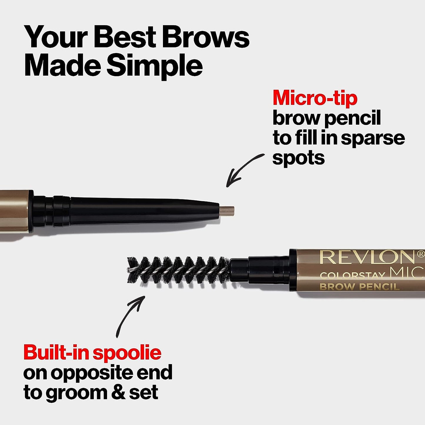 ColorStay Micro Eyebrow Pencil with Built In Spoolie Brush, Infused with Argan and Marula Oil, Waterproof, Smudgeproof, 454 Medium Brown
