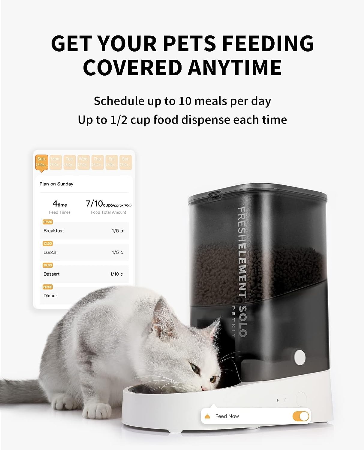 PETKIT Automatic WiFi Cat Feeder, APP Control for Remote Feeding & Monitor, Schedule Up to 10 Meals Per Day, 304 Stainless Steel & Advanced Fresh Lock Technology, Cats/Dogs Up to 15 Days of Feeding