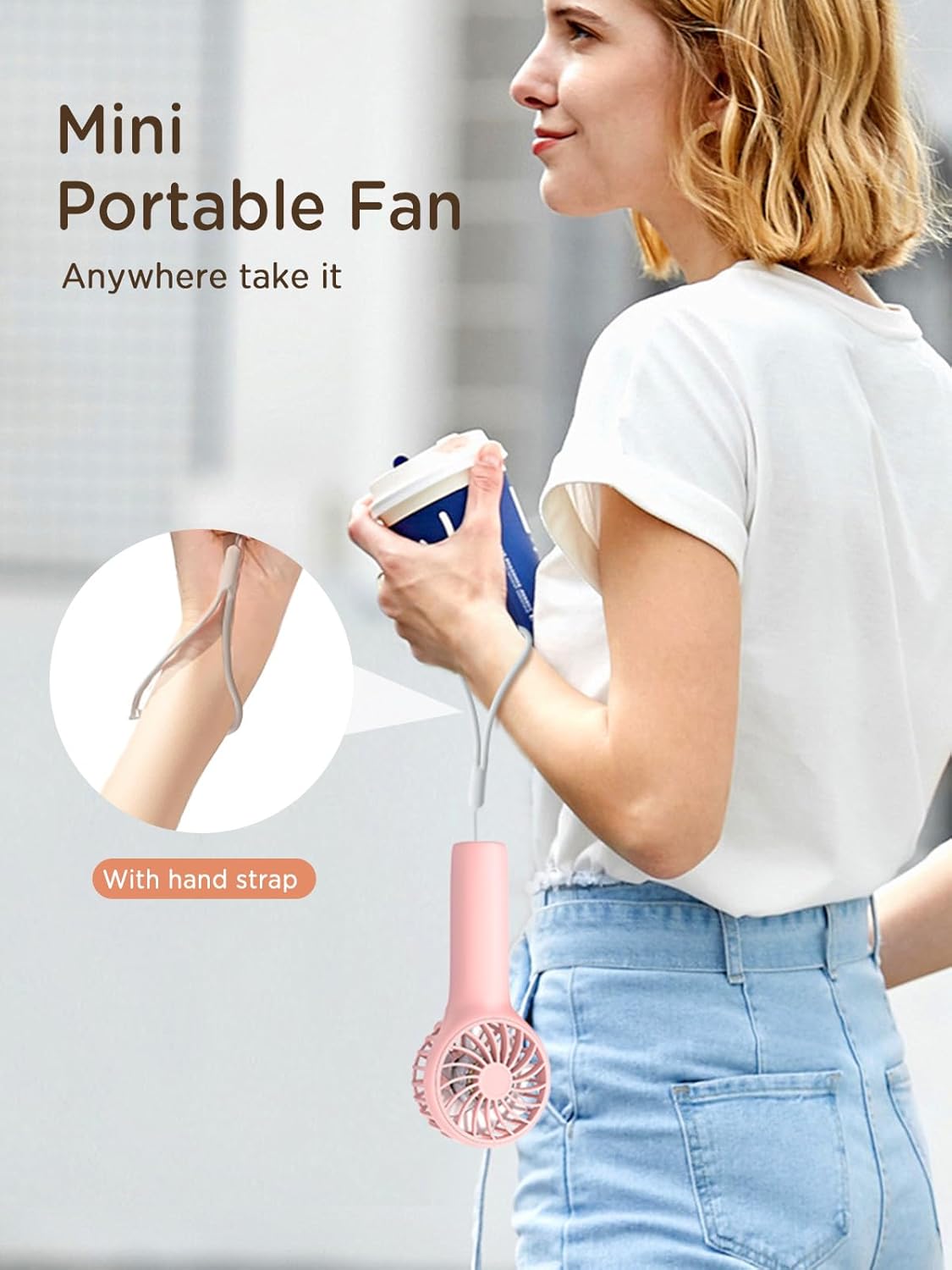 EasyAcc Mini Portable Fan,Handheld Fan,3 Speed Personal Small Makeup Fan 2000 Battery Hand Fan,Lightweight Washable USB Rechargeable Little Fan for Lash Stylish Girl Women Travel Gift Fan Pink