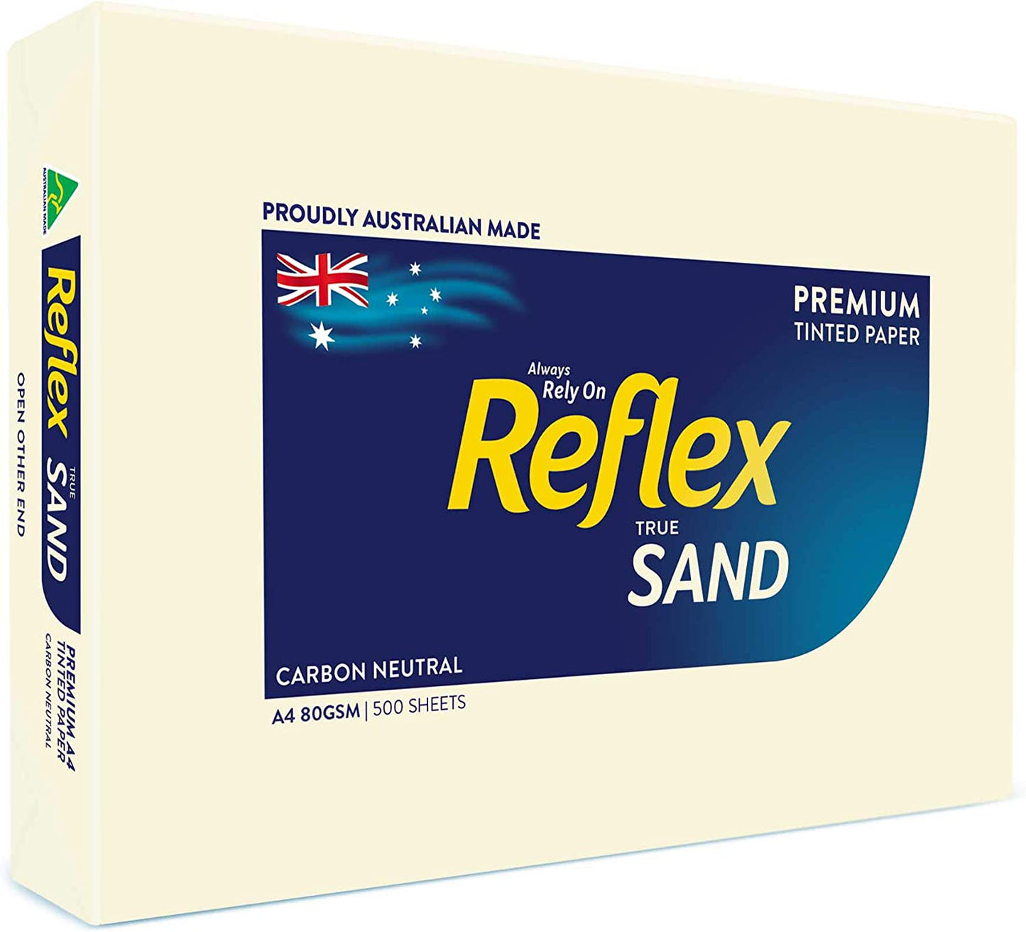 Reflex Australian Made Coloured Paper Reflex Sand A4, 80g, 500 Sheets, Sand