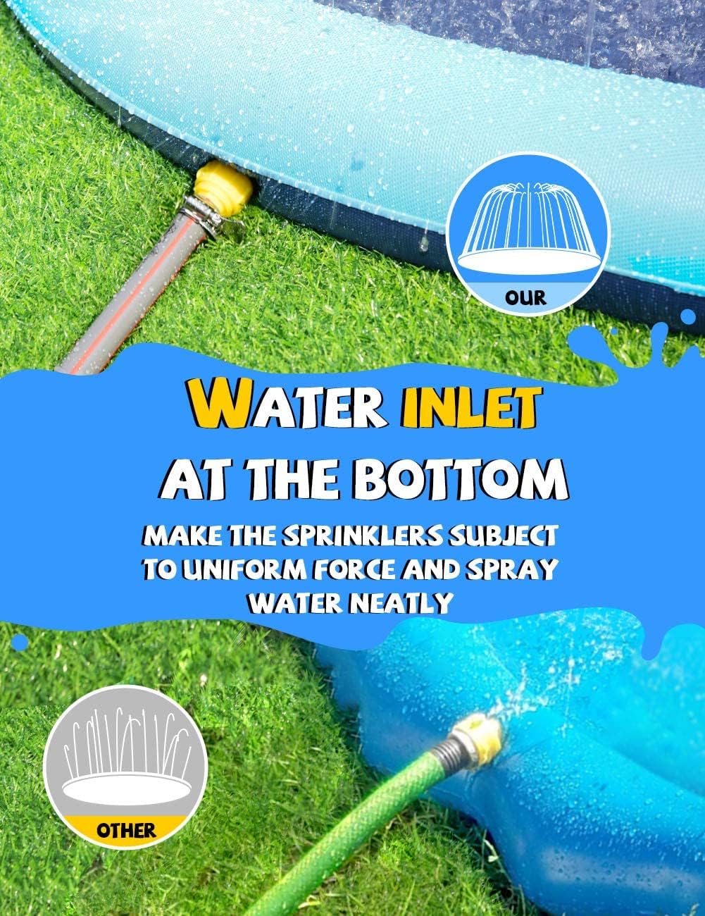 VISTOP Non-Slip Splash Pad for Kids and Dog, Thicken Sprinkler Pool Summer Outdoor Water Toys - Fun Backyard Fountain Play Mat for Baby Girls Boys Children or Pet Dog (67")