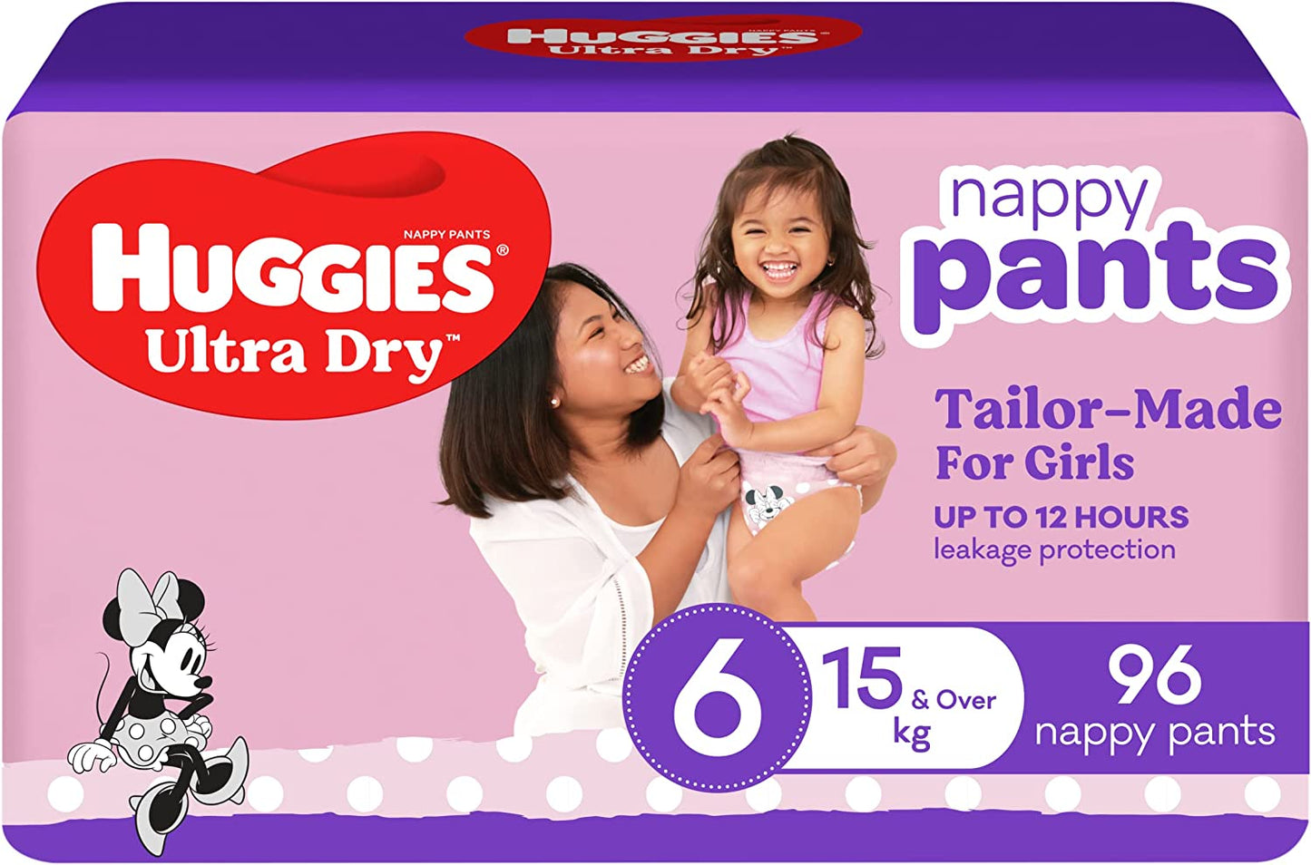 Huggies Ultra Dry Nappy Pants Girl Size 6 (96 Nappies )