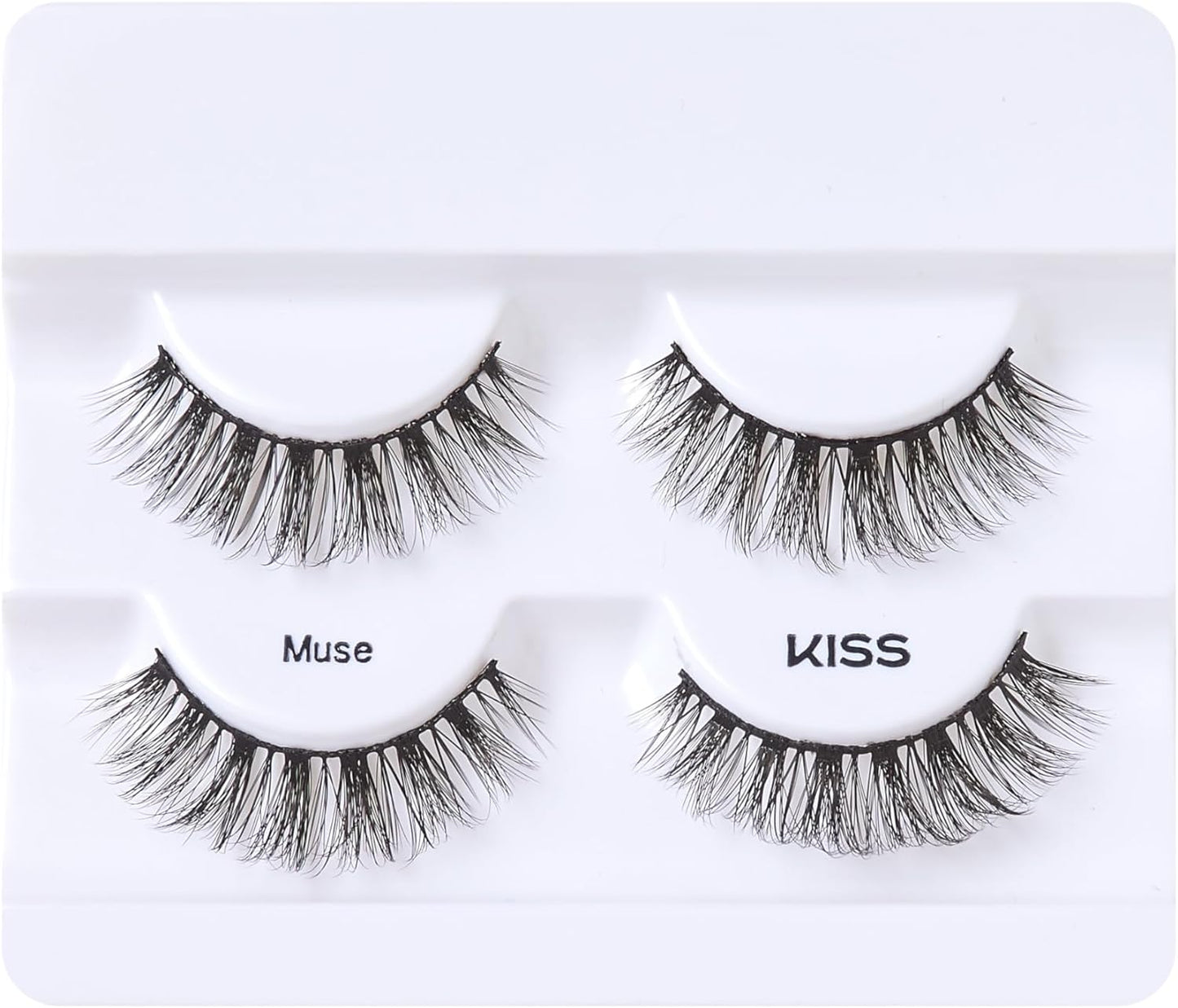 KISS Lash Couture Faux Mink False Eyelashes Double Pack, Knot-Free Lash Band, Reusable, Contact Lens Friendly, Easy To Apply, Ultrafine, Tapered, Synthetic Fake Lashes, Style Muse, 2 Pairs