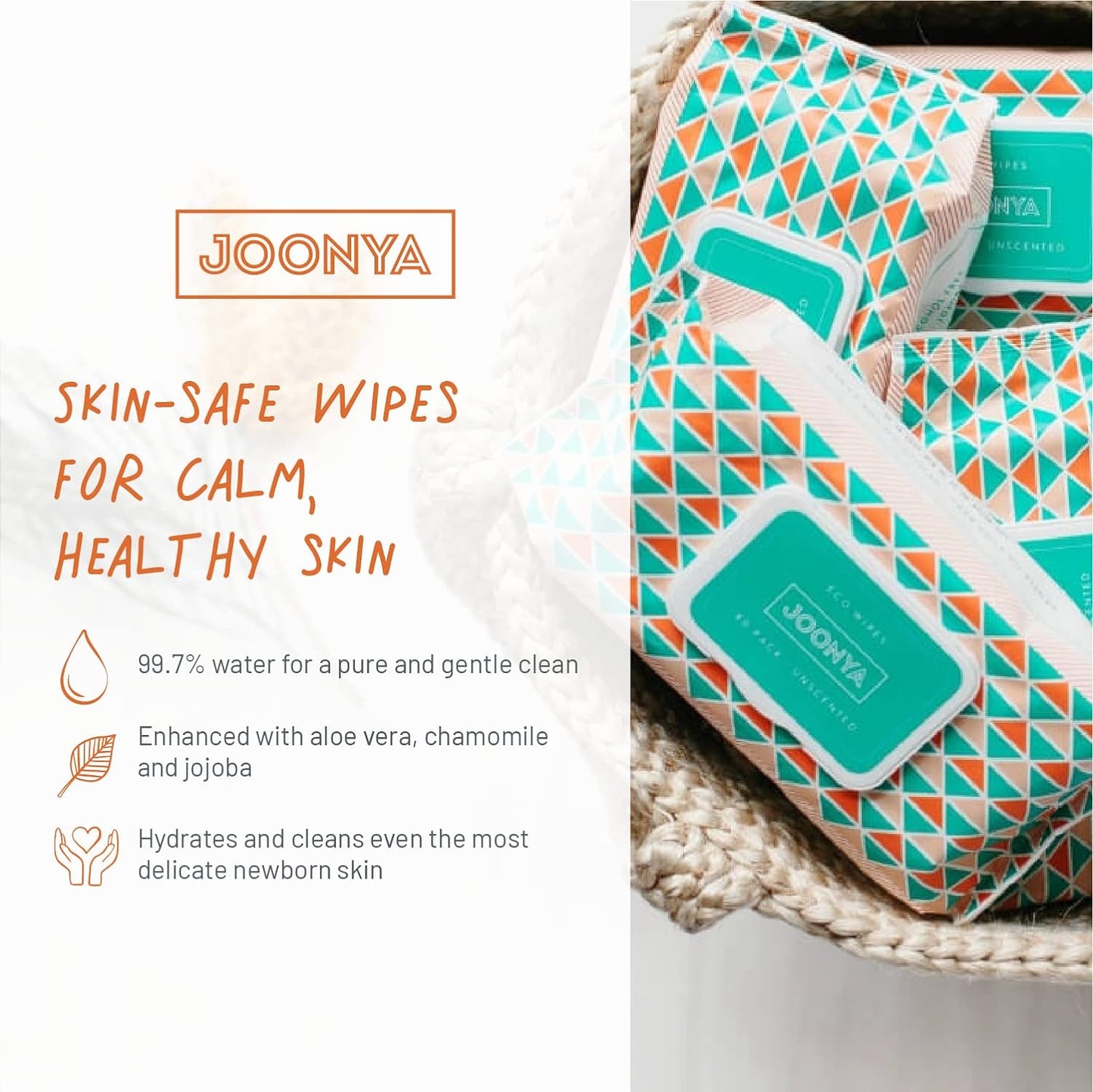 Joonya Baby Wipes - Non-Toxic, Biodegradable Baby Wipes for Calm, Healthy Skin - Fragrance Free Baby Wipes - Bulk Baby Wipes - 3 Packs of 80 Nappy Wipes (240)