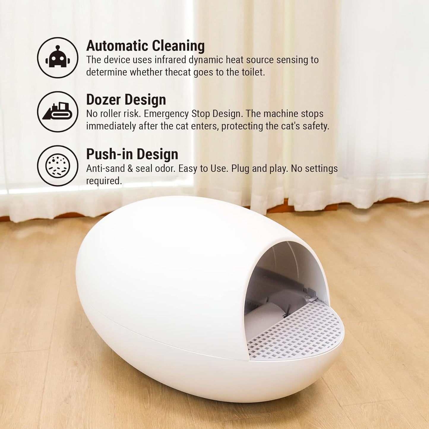 Automatic Self-Cleaning Cat Litter Box, No More Scooping & Dust-Free Cat Littler Box for Multiple Cats