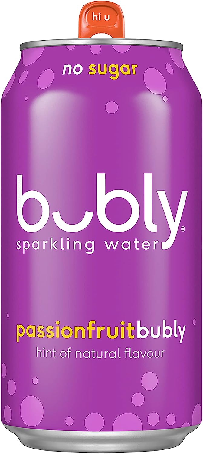 Bubly Passionfruit Flavoured Sparkling Water Can 375 ml 8 pack