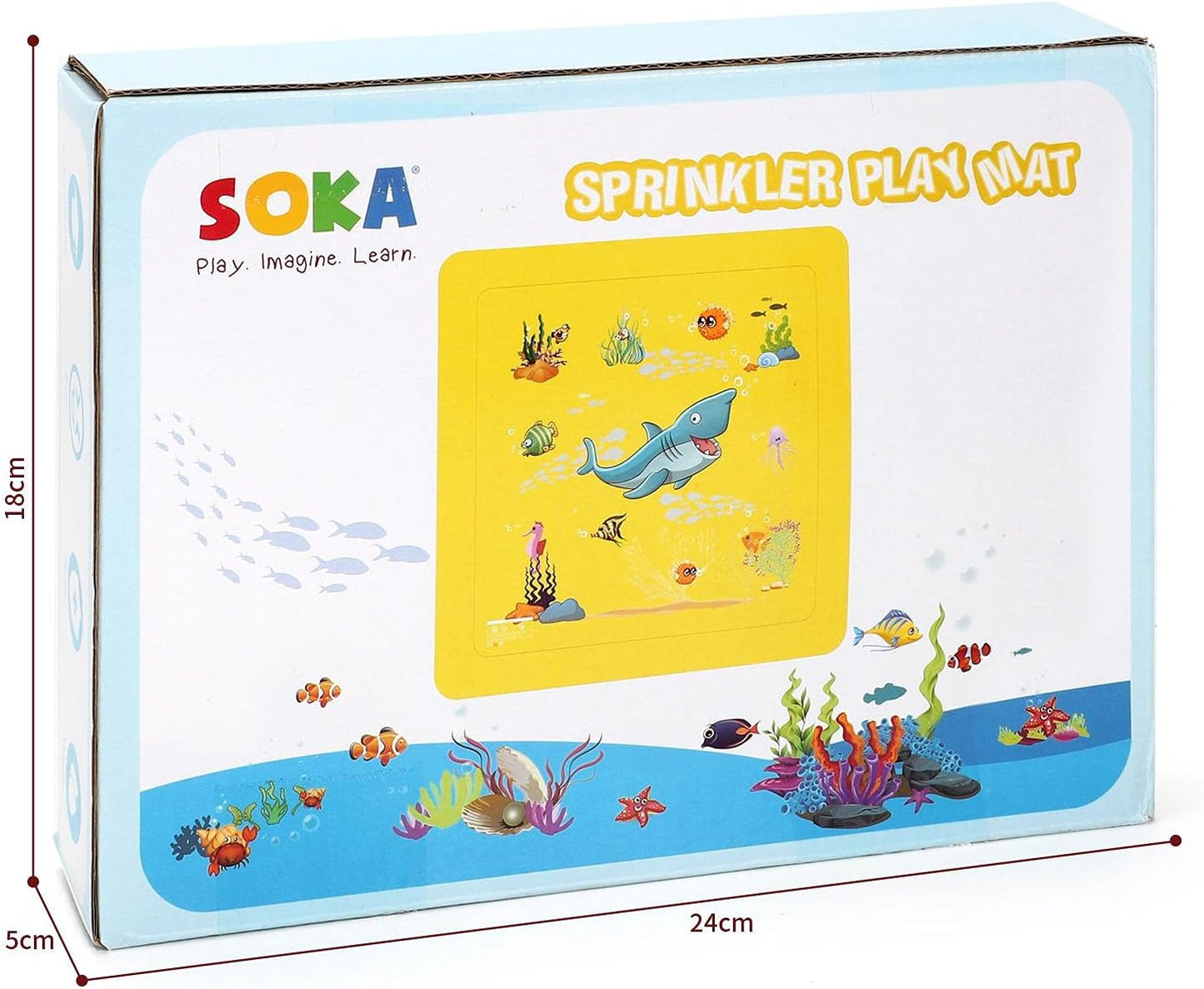 SOKA Play Imagine Learn SOKA Large Square Sprinkle and Splash Water Play Mat Sprinkler Pad Summer Spray Inflatable Toy for Kids Outdoor Garden Family Activities - Yellow One Size