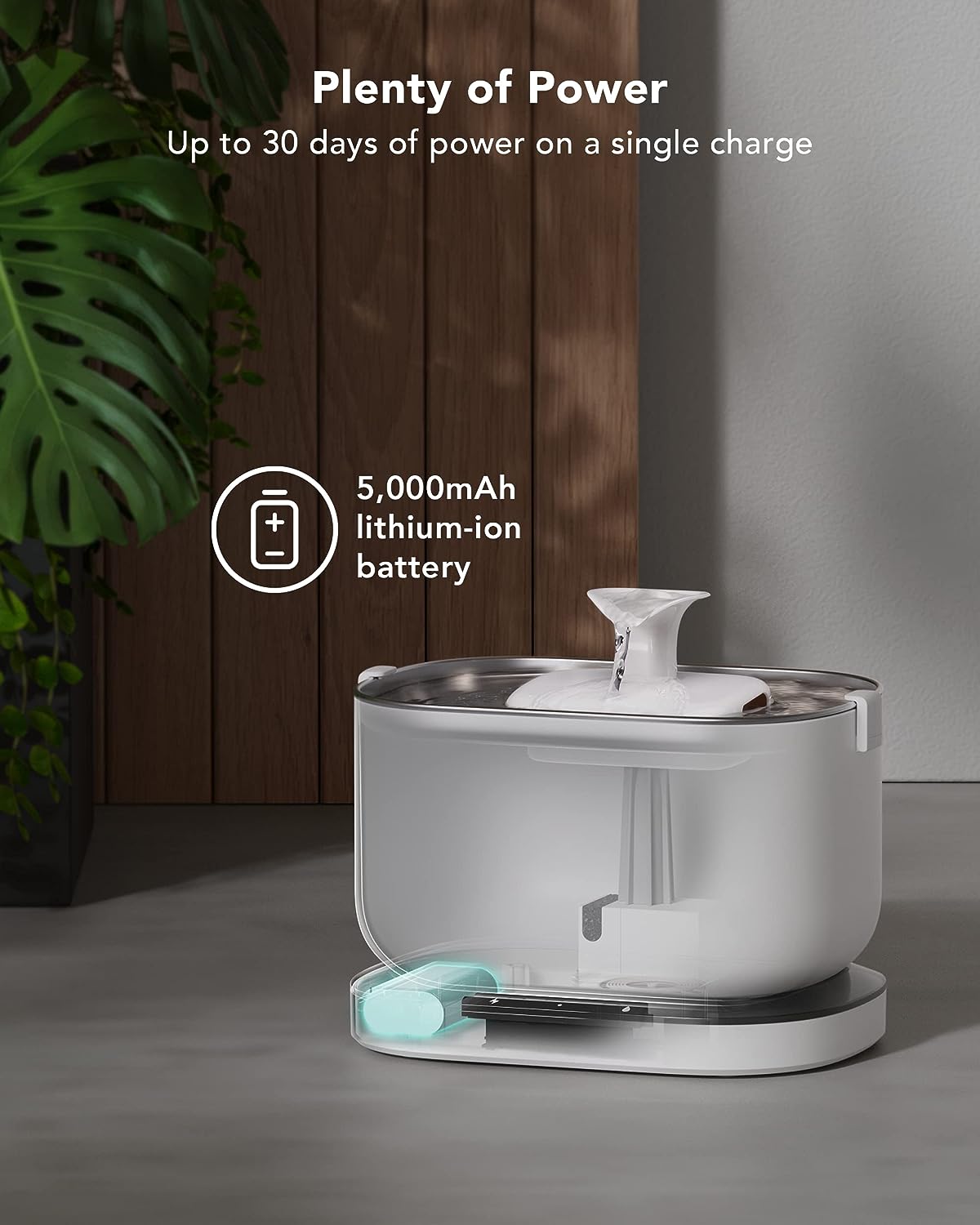 PETLIBRO Cat Water Fountain Inside,Wireless ,2.5L/84oz Dockstream Battery Operated Automatic for Drinking with Wireless Pump,Easy Cleaning,BPA-Free
