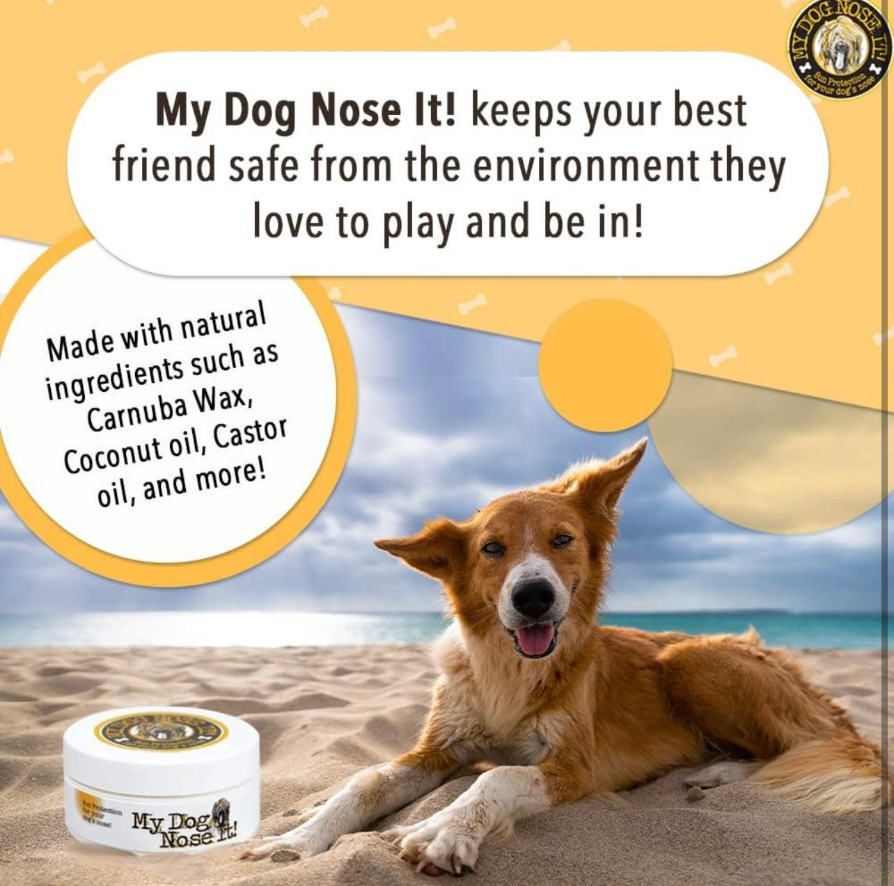 Moisturizing Sun Protection Balm for Dogs Noses - Protect Your Dog from Harmful UVA/UVB Rays (2.75oz)
