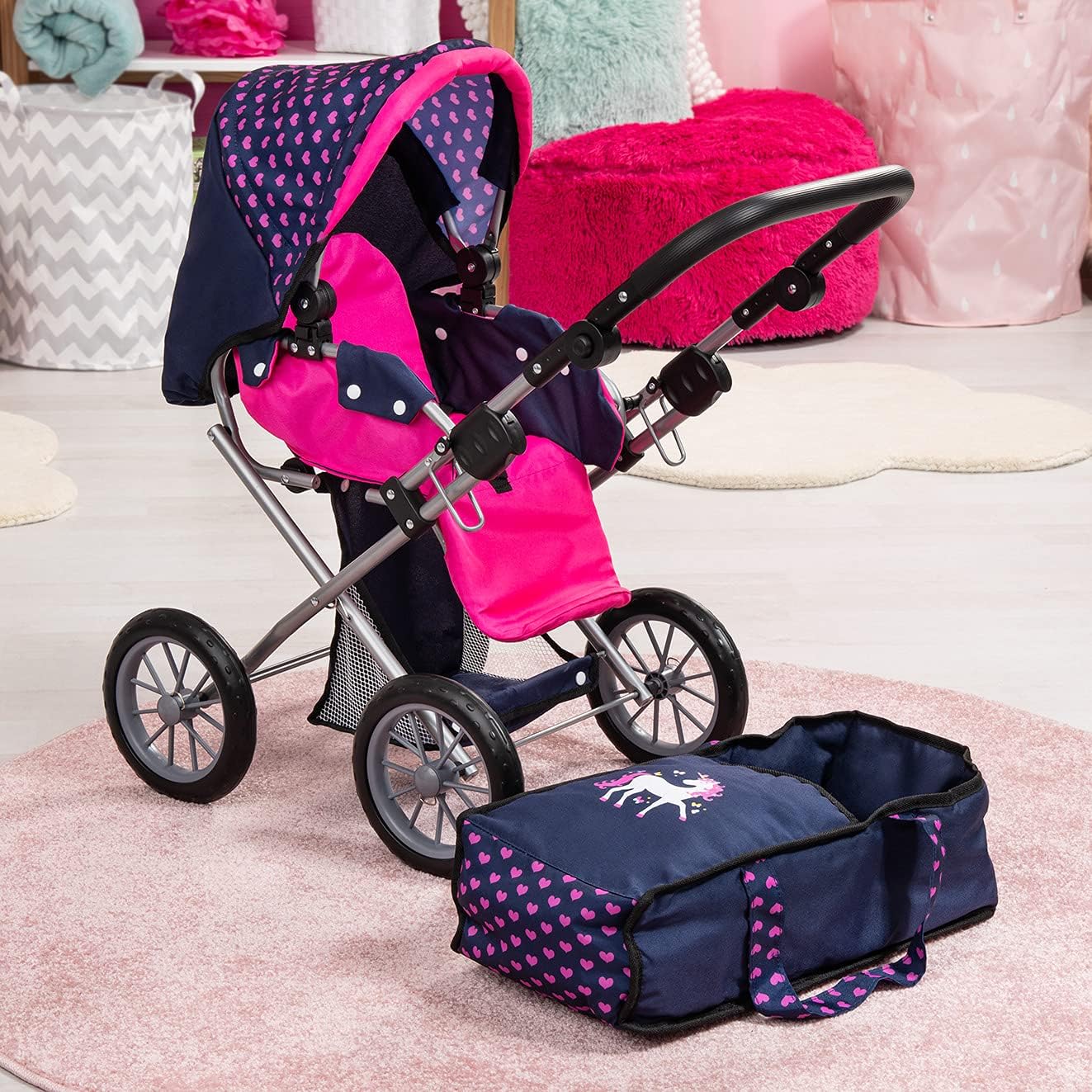 Bayer Design Baby Doll City Star Pram in Polka Dots,