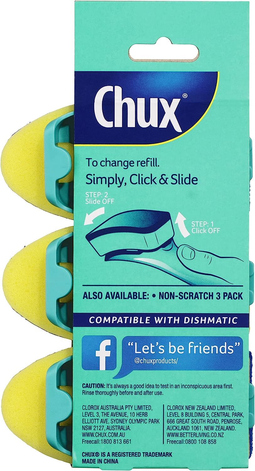Chux Dishwand Sponge Scourer Refill, Non-Scratch, 6 pack