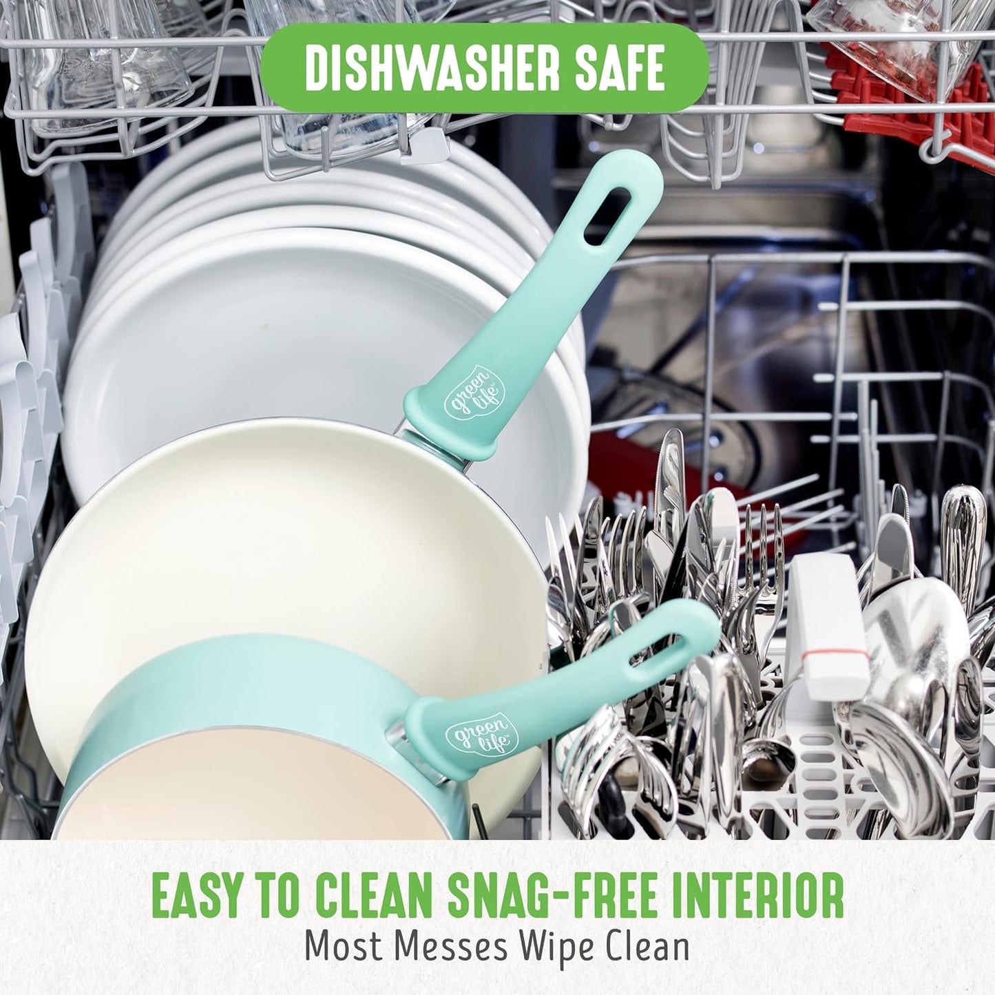 GreenLife Soft Grip Healthy Ceramic Nonstick, 16 pc Ceramic Non-Stick Cookware Set, PFAS-Free, Turquoise