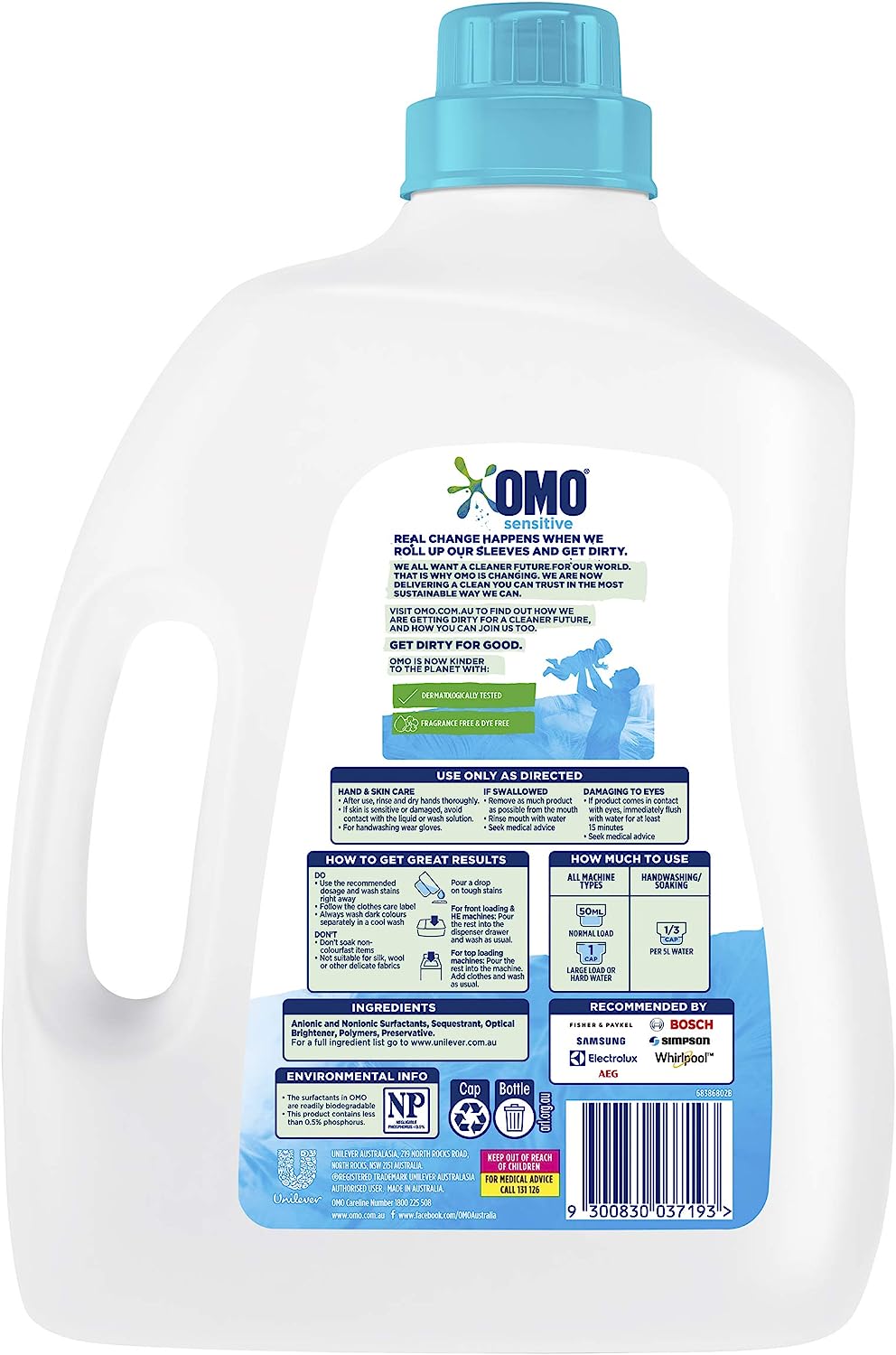 Omo Sensitive Laundry Liquid Detergent Front and Top Loader 4L