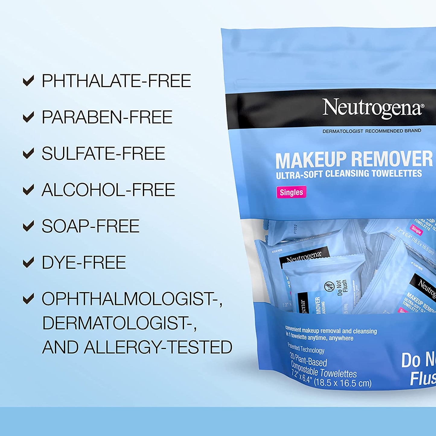 Neutrogena Makeup Remover Facial Cleansing Towelette Singles 20 counts
