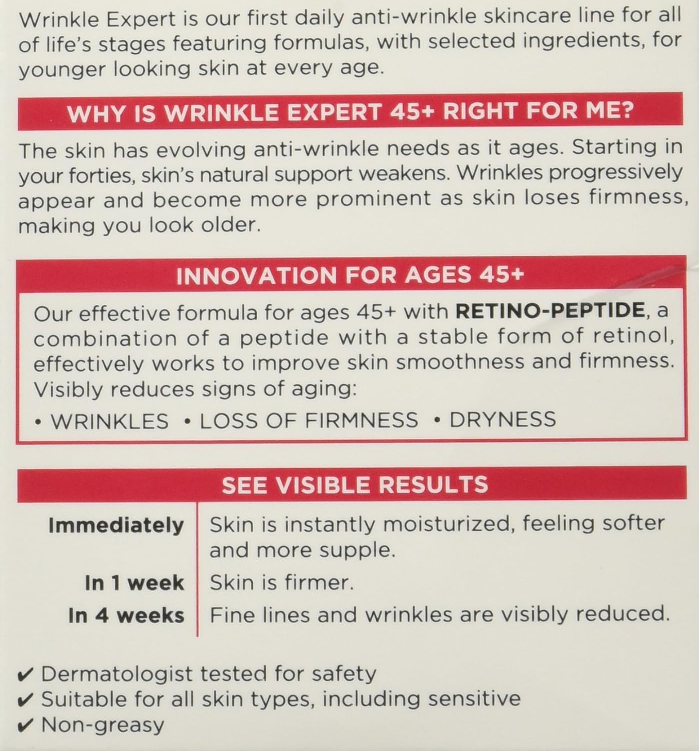 L'Oreal Paris Wrinkle Expert 45+ Anti-Aging Face Moisturizer with Retino-Peptide, Non-Greasy, Suitable for Sensitive Skin, 1.7 fl. Oz