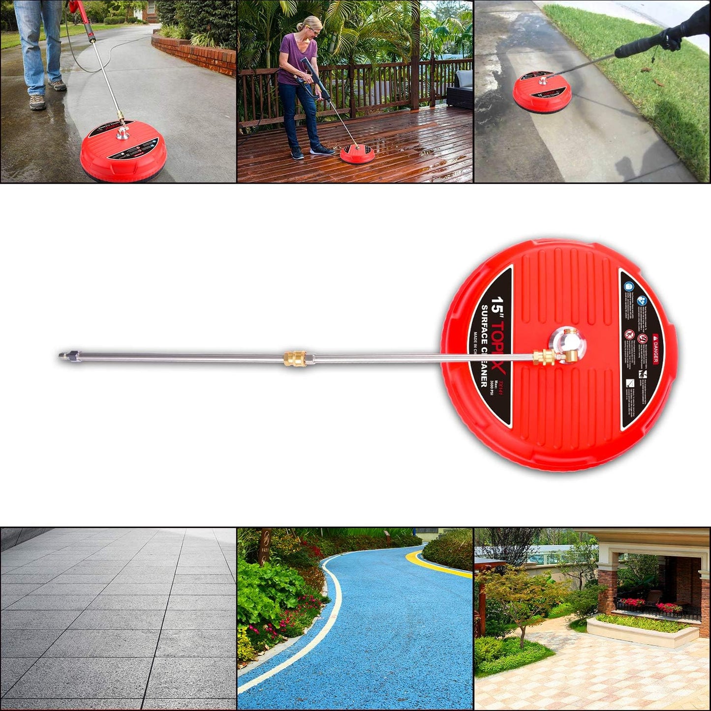 TOPEX 15” Pressure Washer Surface Cleaner w/Quick Connector up to 3600 psi