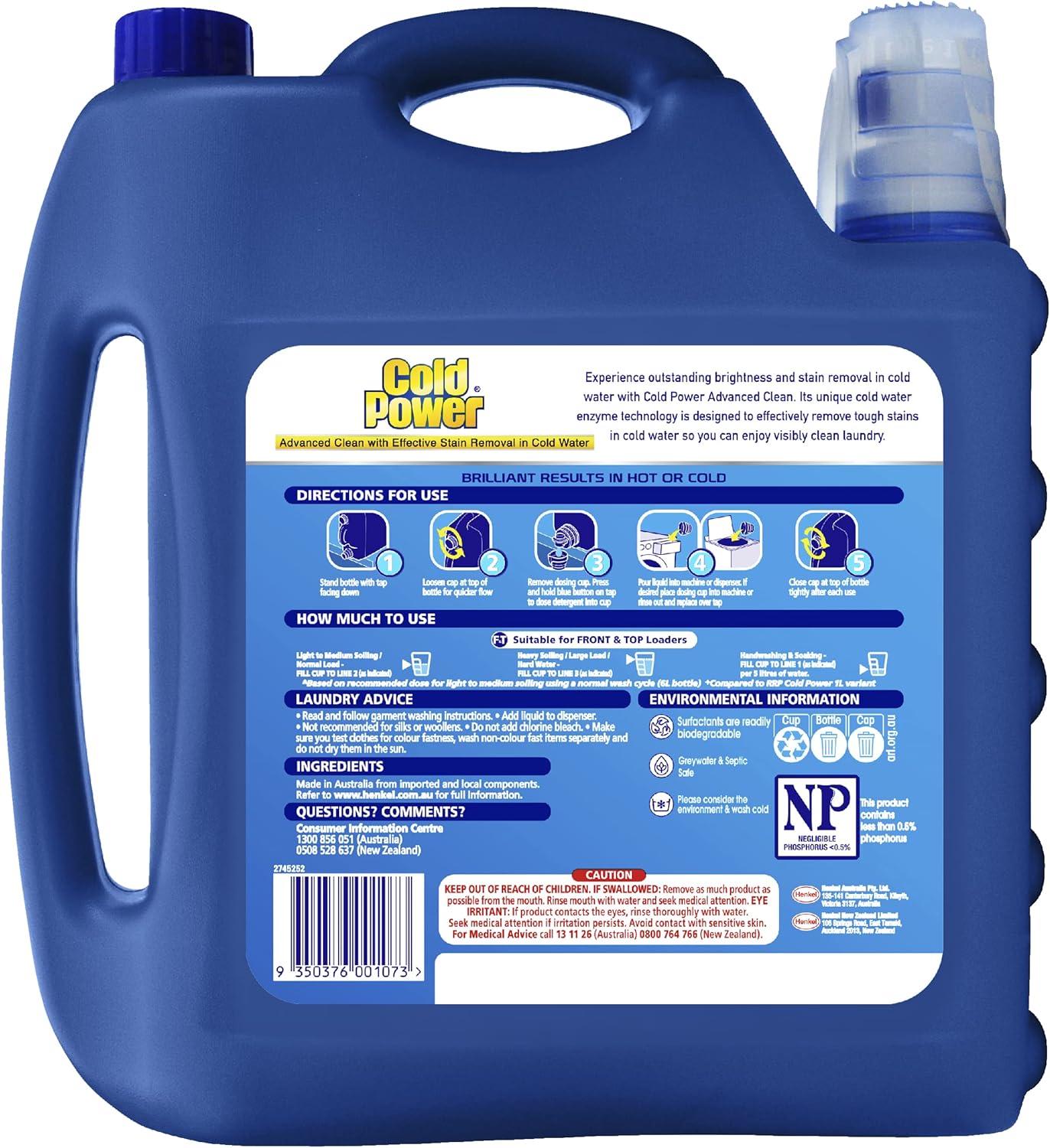 Cold Power Advanced Clean Liquid Laundry Detergent 6L