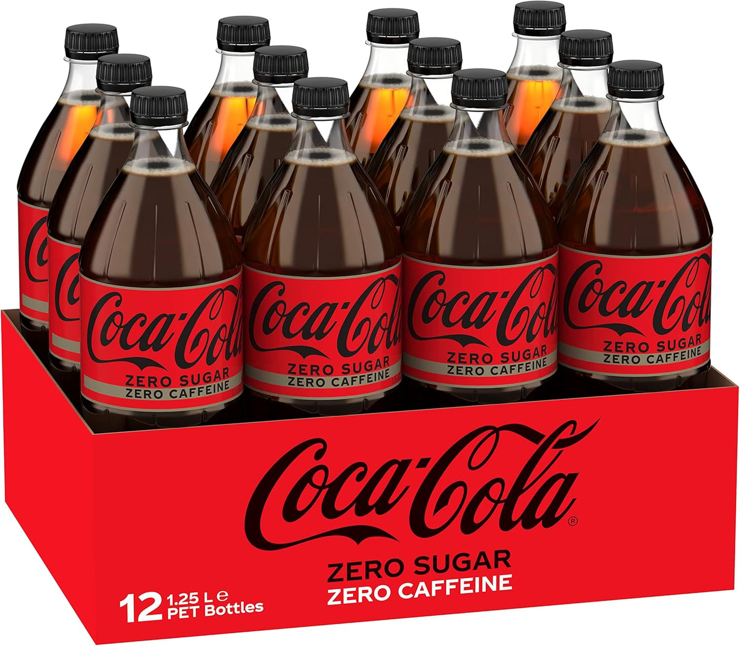 Coca-Cola Zero Sugar Caffeine Free Soft Drink Multipack Bottles 12 x 1.25L