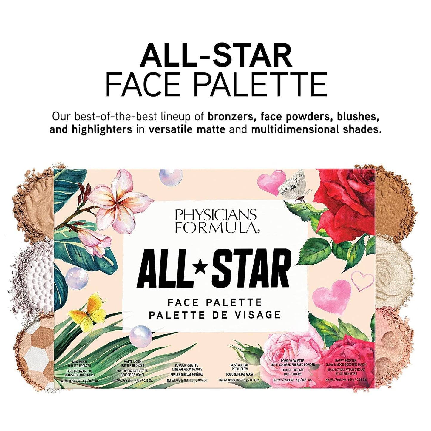 All-Star Face Palette Holiday Gift Set For Women Bronzer, Blush, Powder Makeup Collection | Christmas | Dermatologist Tested, Clinicially Tested