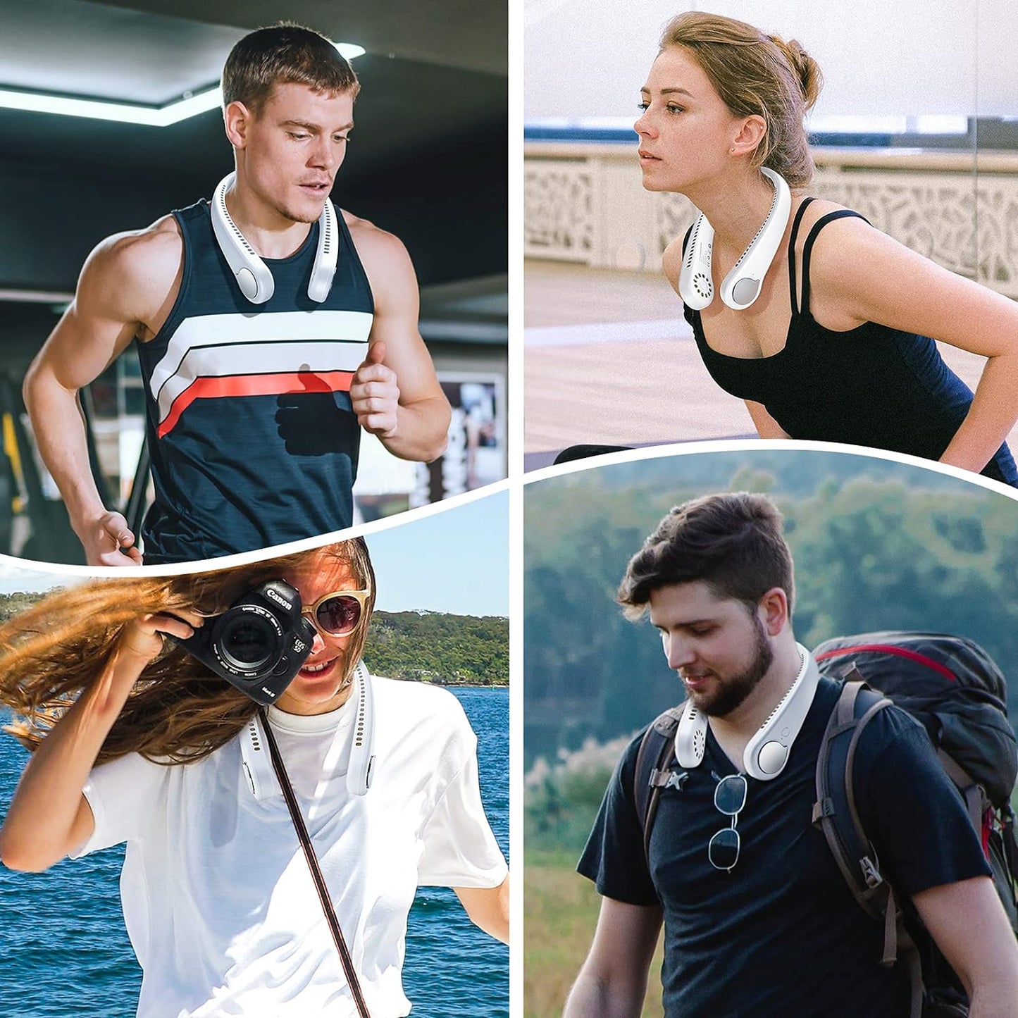 SmartDevil Personal Neck Fan, Rechargeable Battery Operated Wearable Portable Fan, 360° Cooling Hanging Neck Fan, 3 Speeds, 48 Air Outlet(White)