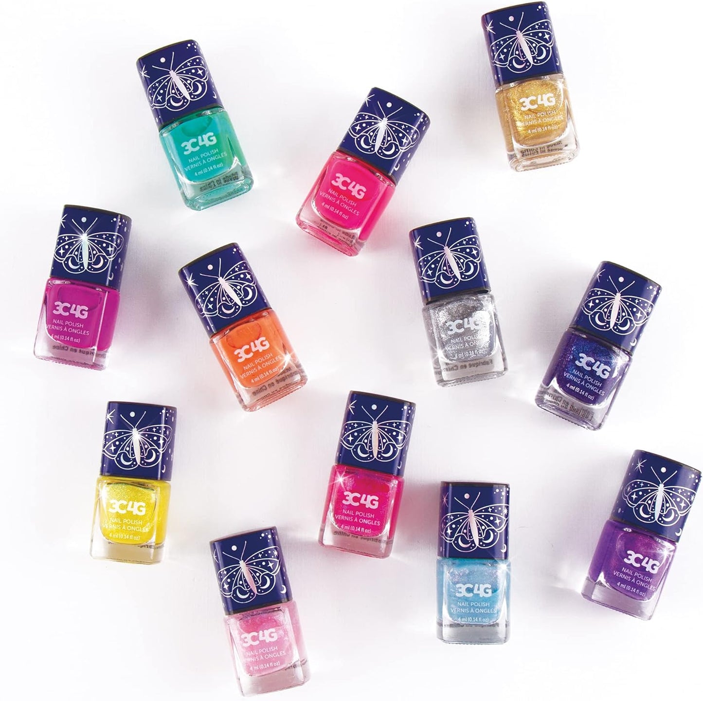 3C4G THREE CHEERS FOR GIRLS - Celestial 12-Pack Nail Polish Tower - Nail Polish Set for Girls and Teens - Includes 12 Vibrant Colors - Non-Toxic Nail Polish for Kids - Ages 8+