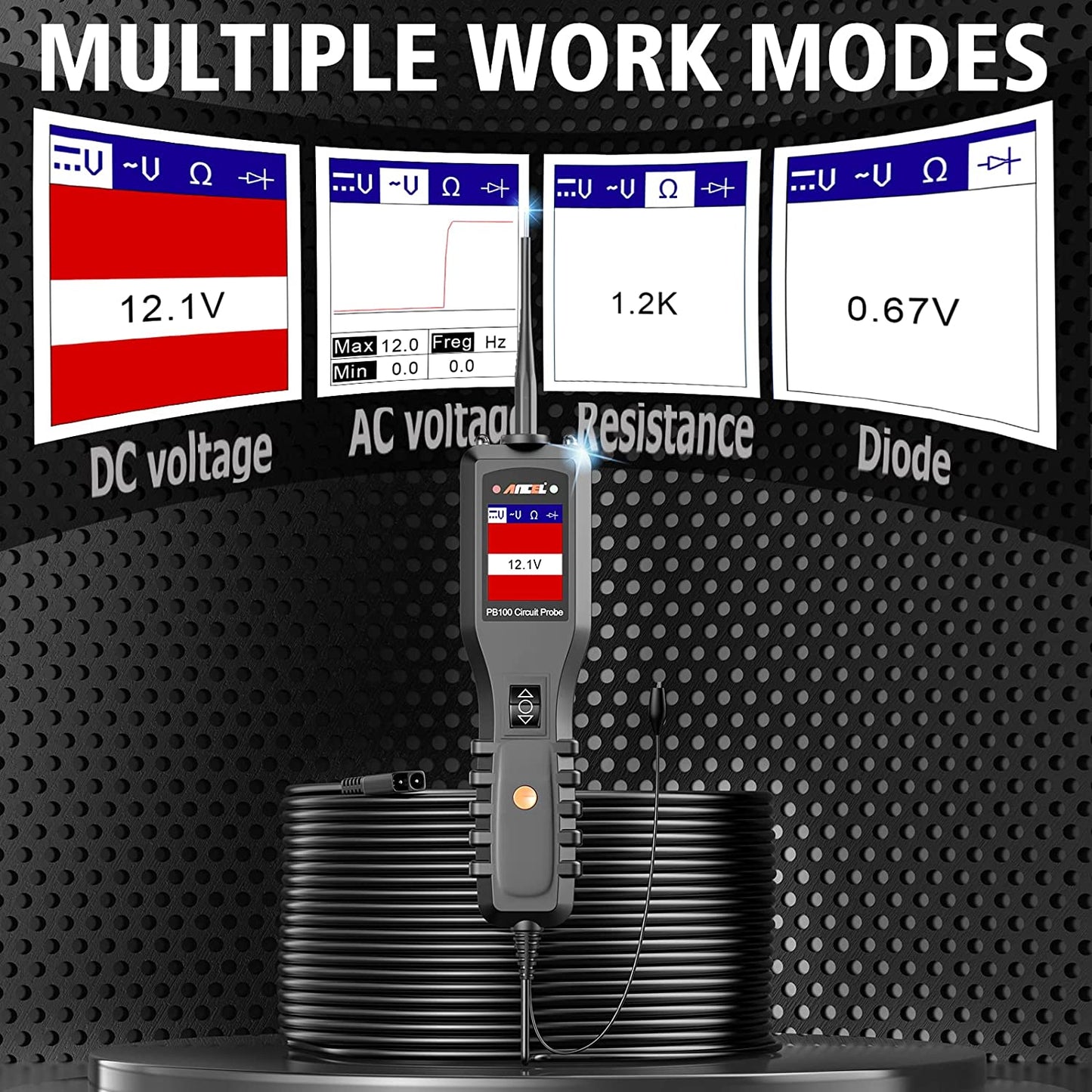 ANCEL PB100 Automotive Power Circuit Probe Tester, 12V 24V Car Electrical System Test Tool Kit