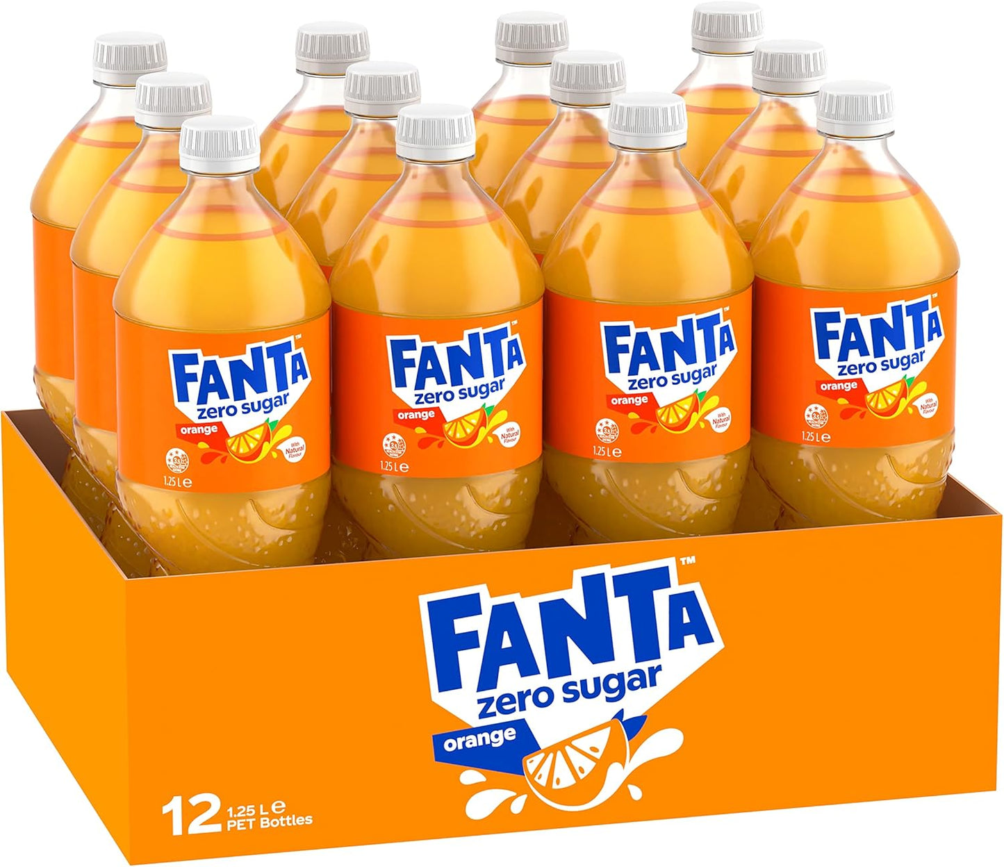Fanta Orange Zero Sugar Soft Drink Multipack Bottles 12 x 1.25L