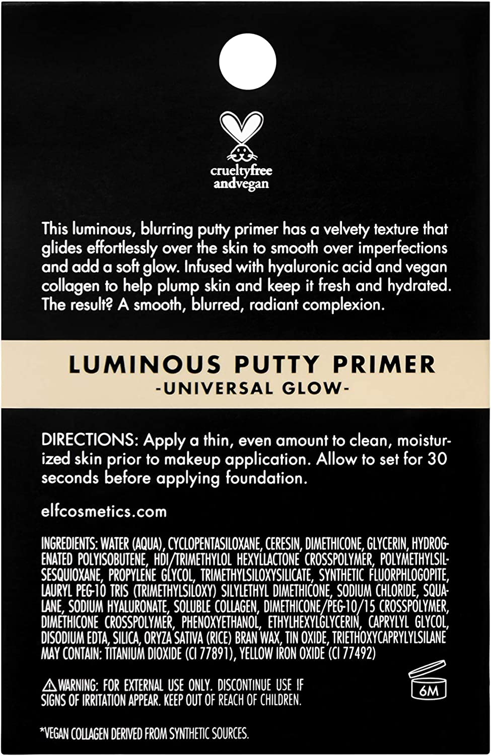 e.l.f, Luminous Putty Primer, Skin Perfecting, Lightweight, Silky, Long Lasting