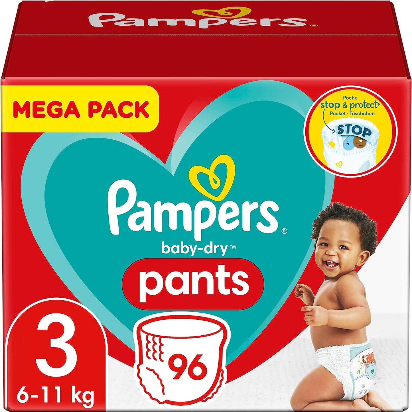 Pampers Baby-Dry Nappy Pants, Size 3, 96 Count