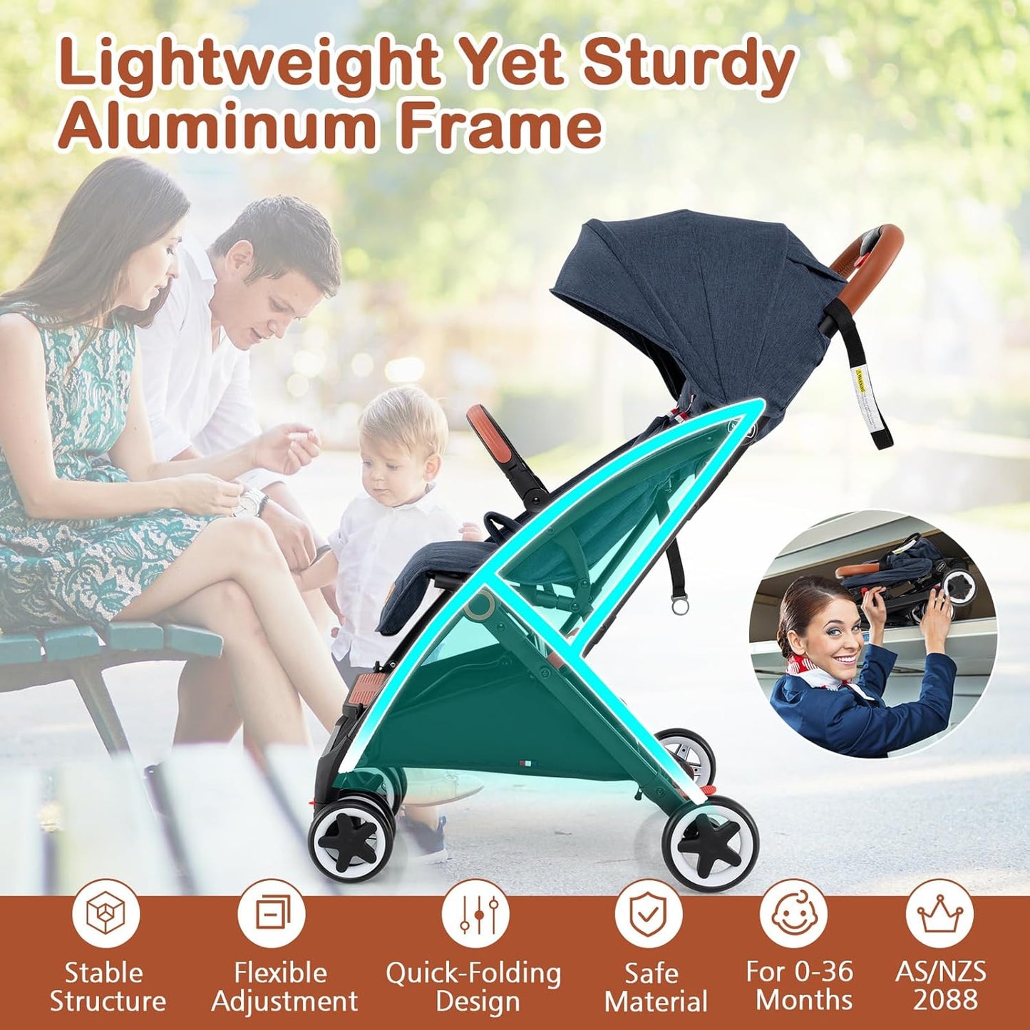 BABY JOY Lightweight Baby Stroller w/ Mesh Net, Compact Toddler Travel Stroller for Airplane