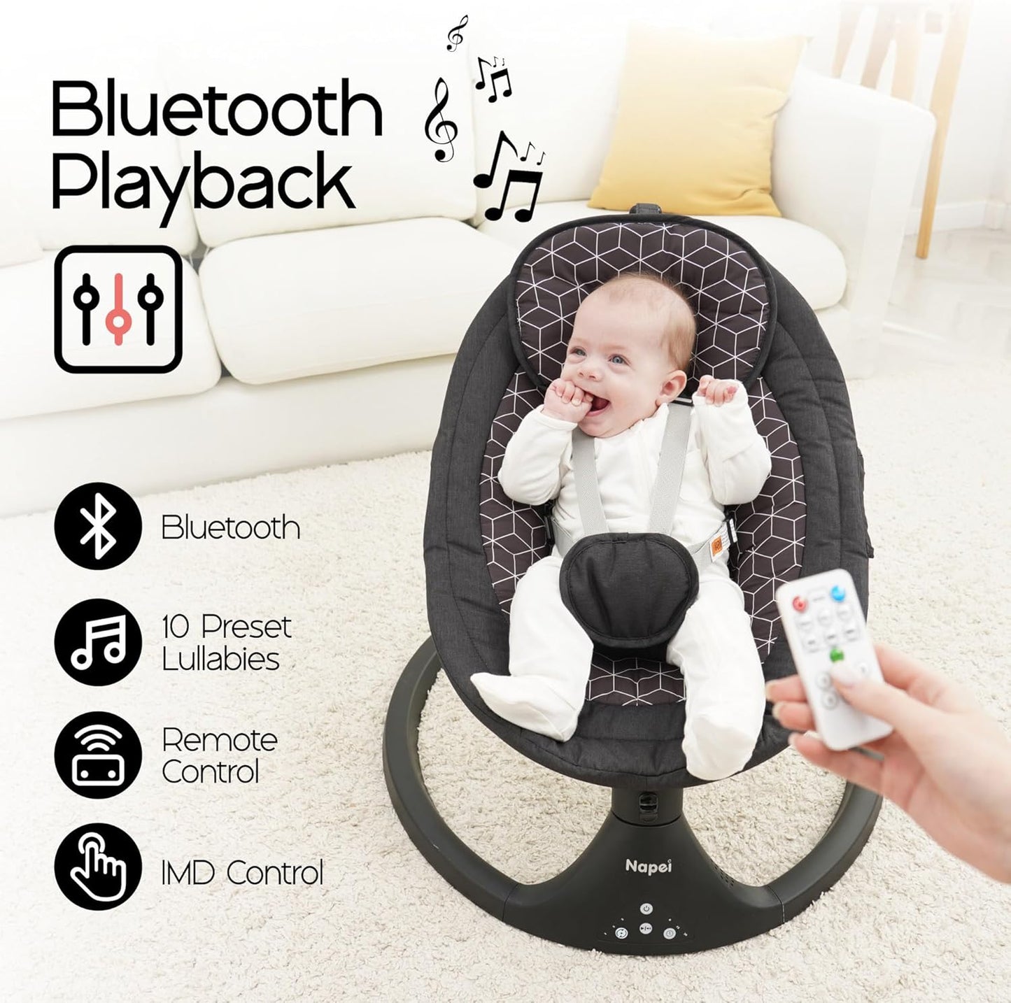 Baby Swing for Infants to Toddler,Electric Baby Swing and Bouncer,Bluetooth Infant Swing