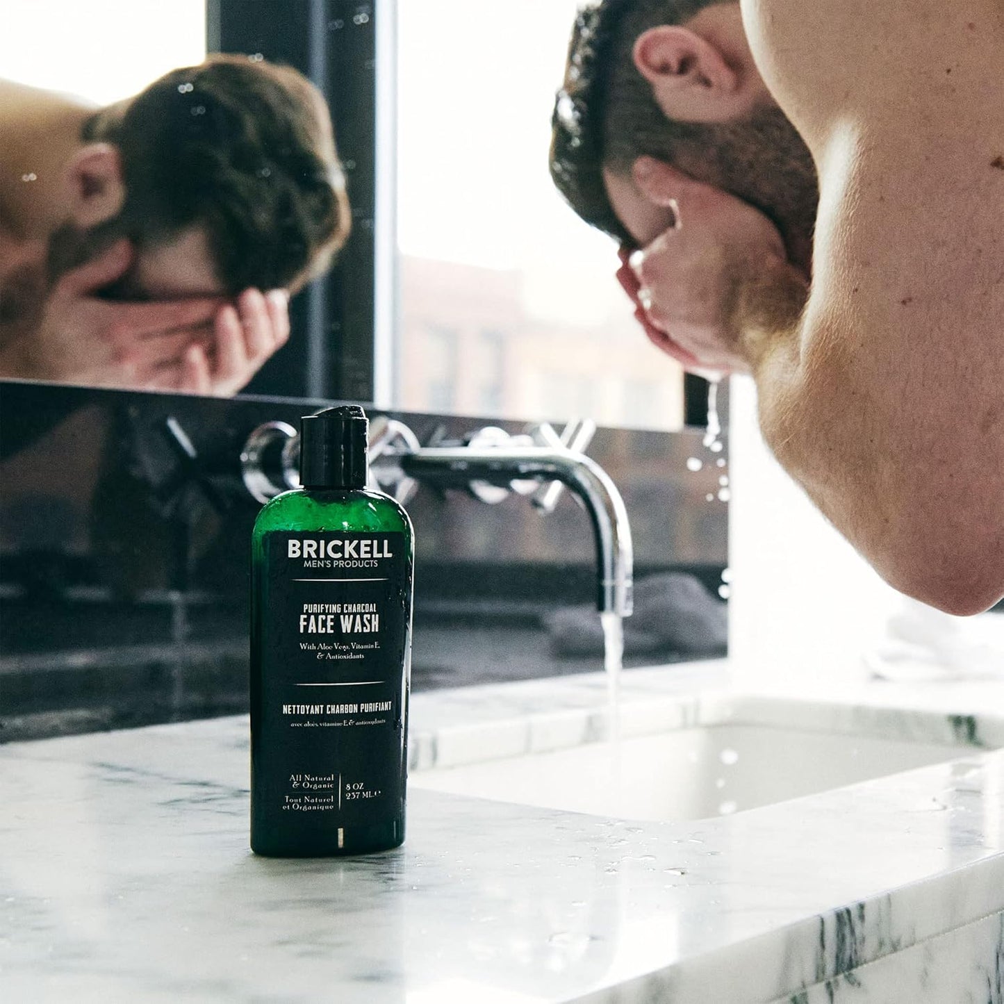 Brickell Men's Daily Advanced Face Care Routine II, Activated Charcoal Facial Cleanser, Face Scrub, Face Moisturizer Lotion, Natural and Organic, Unscented