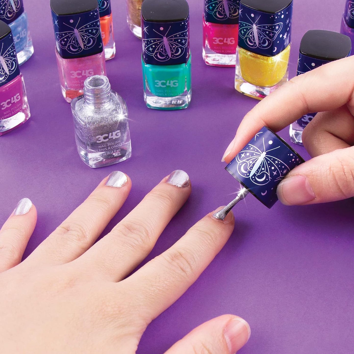 3C4G THREE CHEERS FOR GIRLS - Celestial 12-Pack Nail Polish Tower - Nail Polish Set for Girls and Teens - Includes 12 Vibrant Colors - Non-Toxic Nail Polish for Kids - Ages 8+