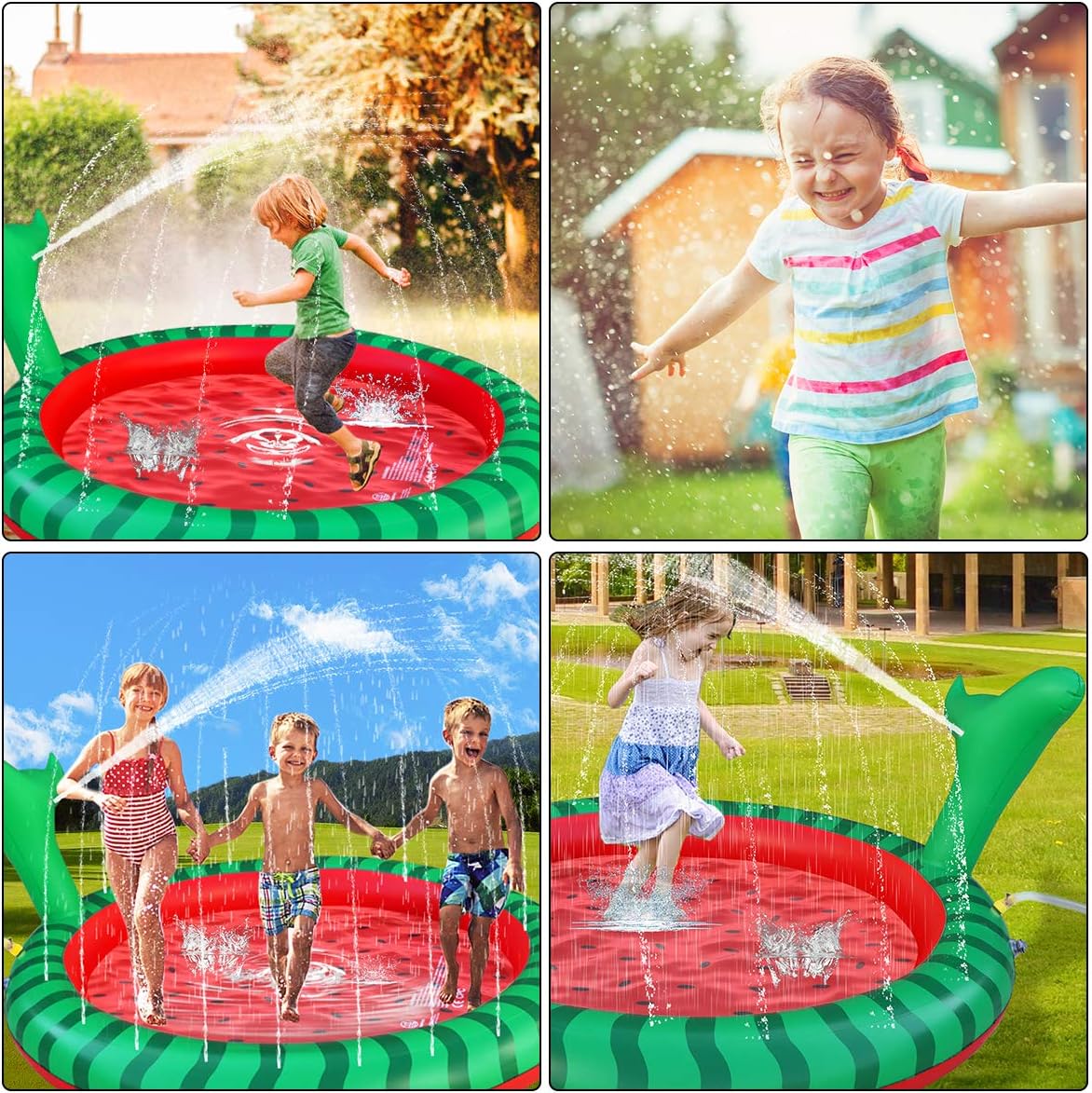 Apfity Splash Pad Sprinkler for Kids, 65" Splash Play Mat for 2 3 4 5 Years Old Boys Girls Summer Outdoor Game Water Toys