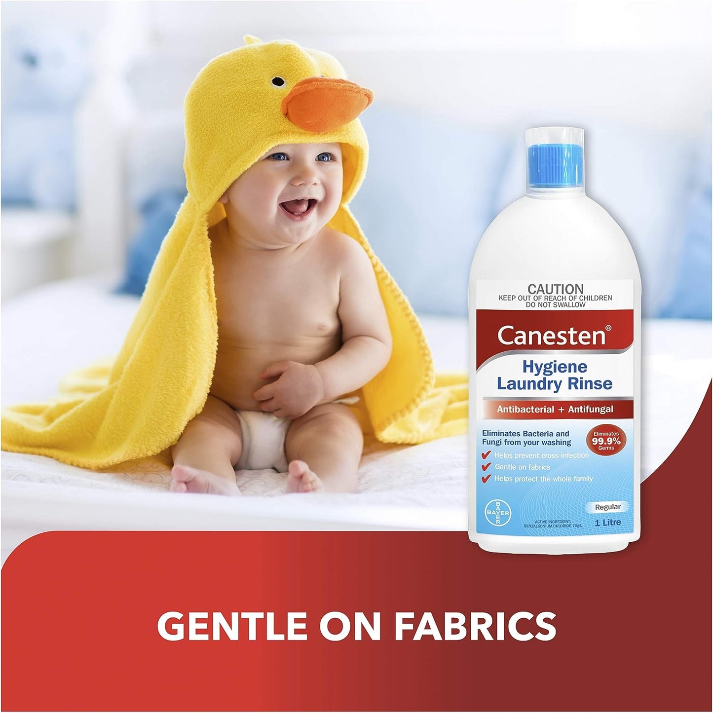 Canesten Antibacterial and Antifungal Hygiene Laundry Rinse, Eliminates Bacteria and Fungi from Your Washing, 1 Ltr