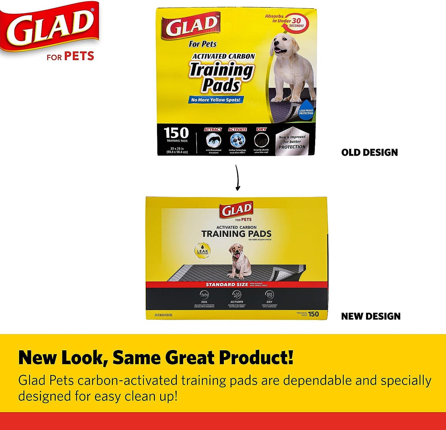 Glad for Pets Black Charcoal Puppy Pads | Puppy Potty Training Pads That ABSORB & NEUTRALIZE Urine Instantly | New & Improved Quality Puppy Pee Pads, 150 count