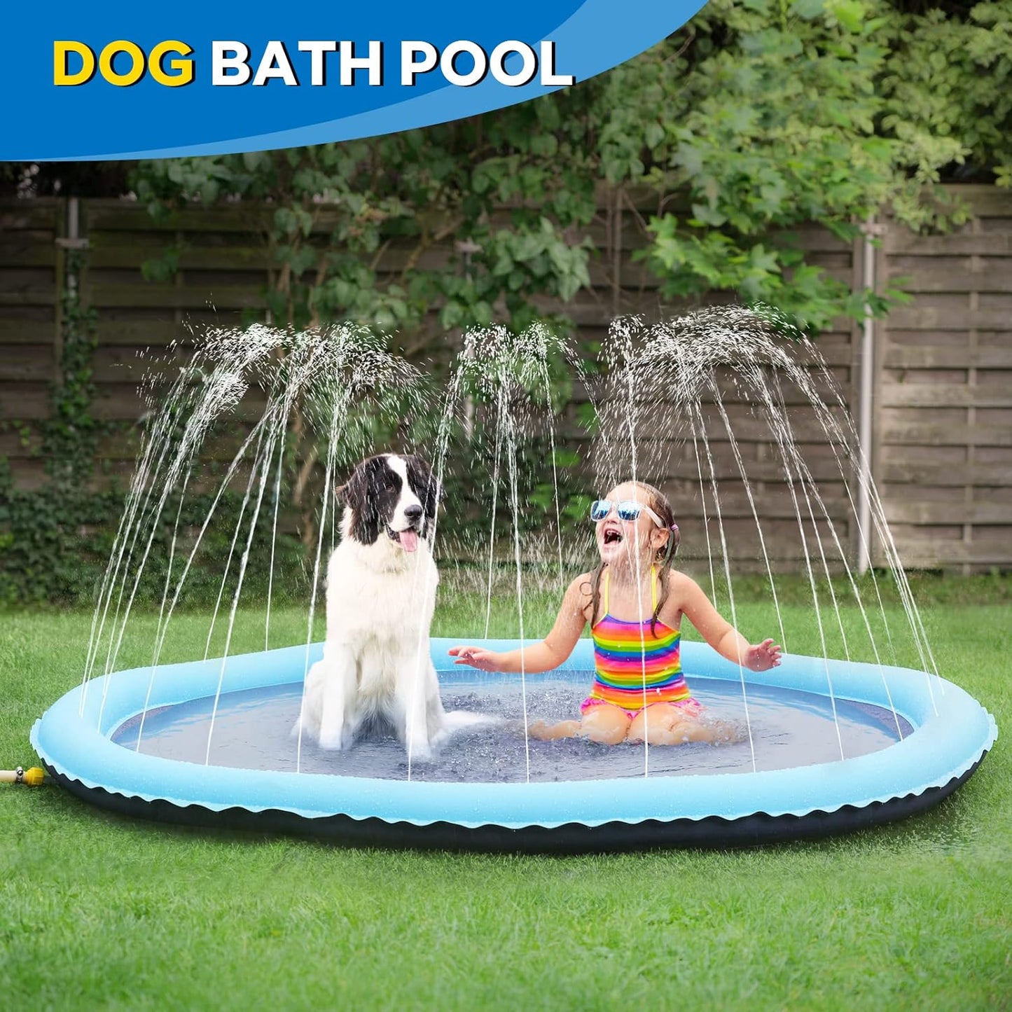 Splash Pad - Splash Pad for Kids and Dog, Dog Splash Pad, 67'' Inflatable Water Summer Pool Toys, Outdoor Play Mat for Kids & Toddlers - Navy