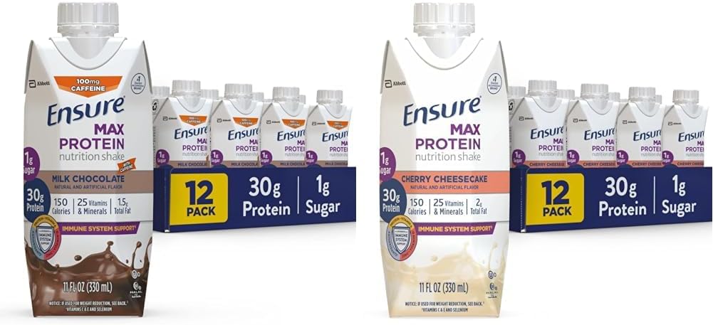 Ensure Max High Protein Nutrition Shake Milk with 30g of Protein 1g of Sugar & Max Protein Nutrition Shake, with 30g of Protein