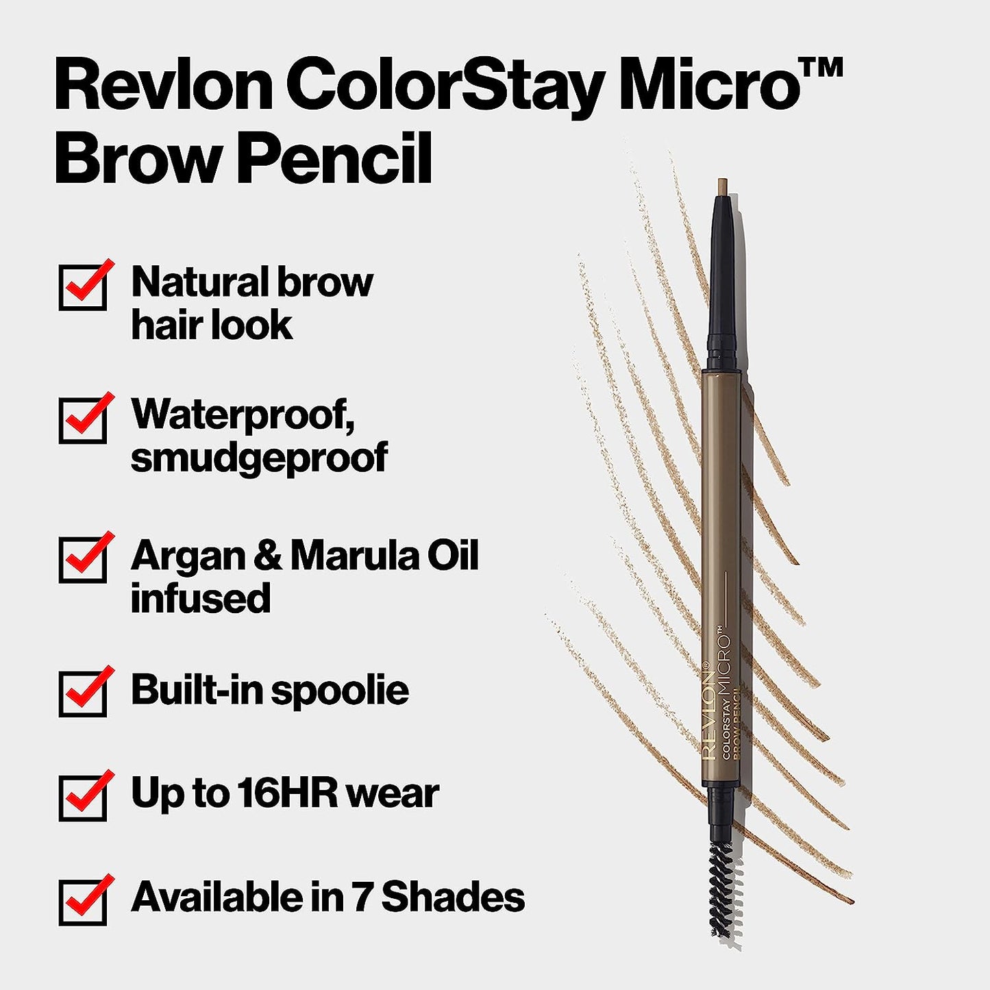ColorStay Micro Eyebrow Pencil with Built In Spoolie Brush, Infused with Argan and Marula Oil, Waterproof, Smudgeproof, 454 Medium Brown