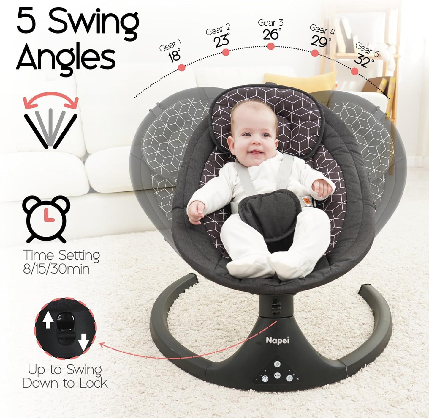 Baby Swing for Infants to Toddler,Electric Baby Swing and Bouncer,Bluetooth Infant Swing