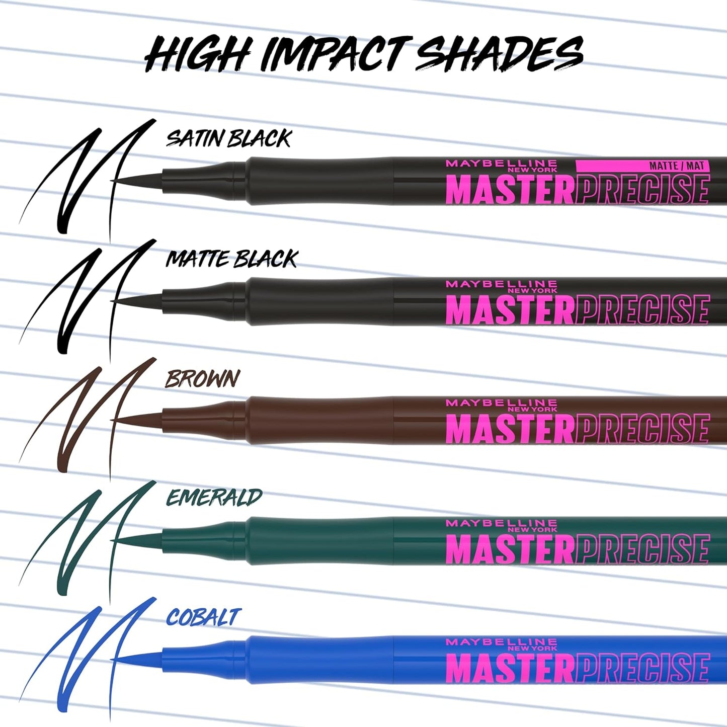 Maybelline Eyestudio Master Precise All Day Waterproof Liquid Eyeliner Makeup, Black, 2 Count