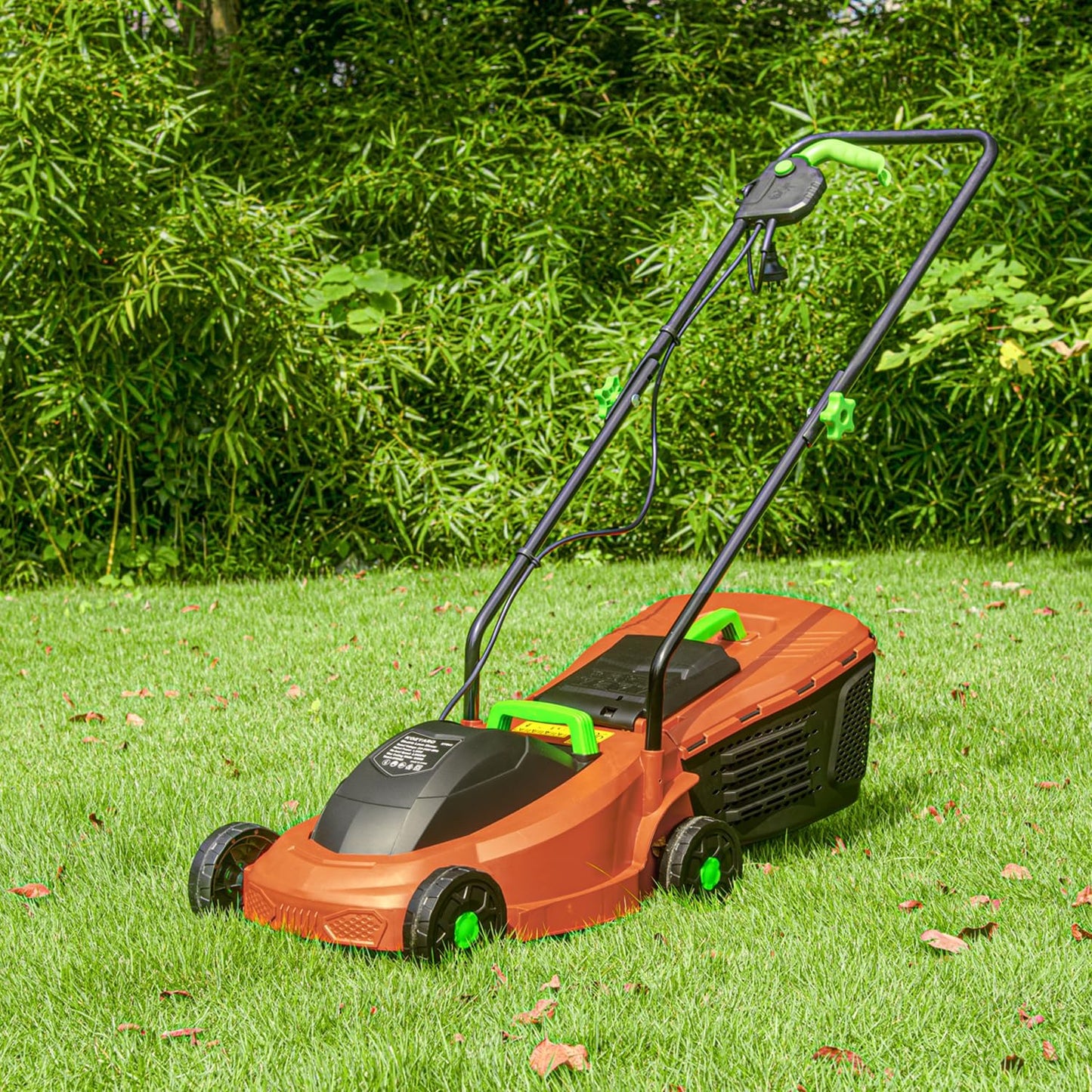 KOZYARD 1300w Electric Lawn Mower,2-in-1 Grass Box Or Mulch Electric Weeder,3-Position Height Adjustment,Cutting Width 320MM, Adjustable Cutting Height (25/40/55MM)