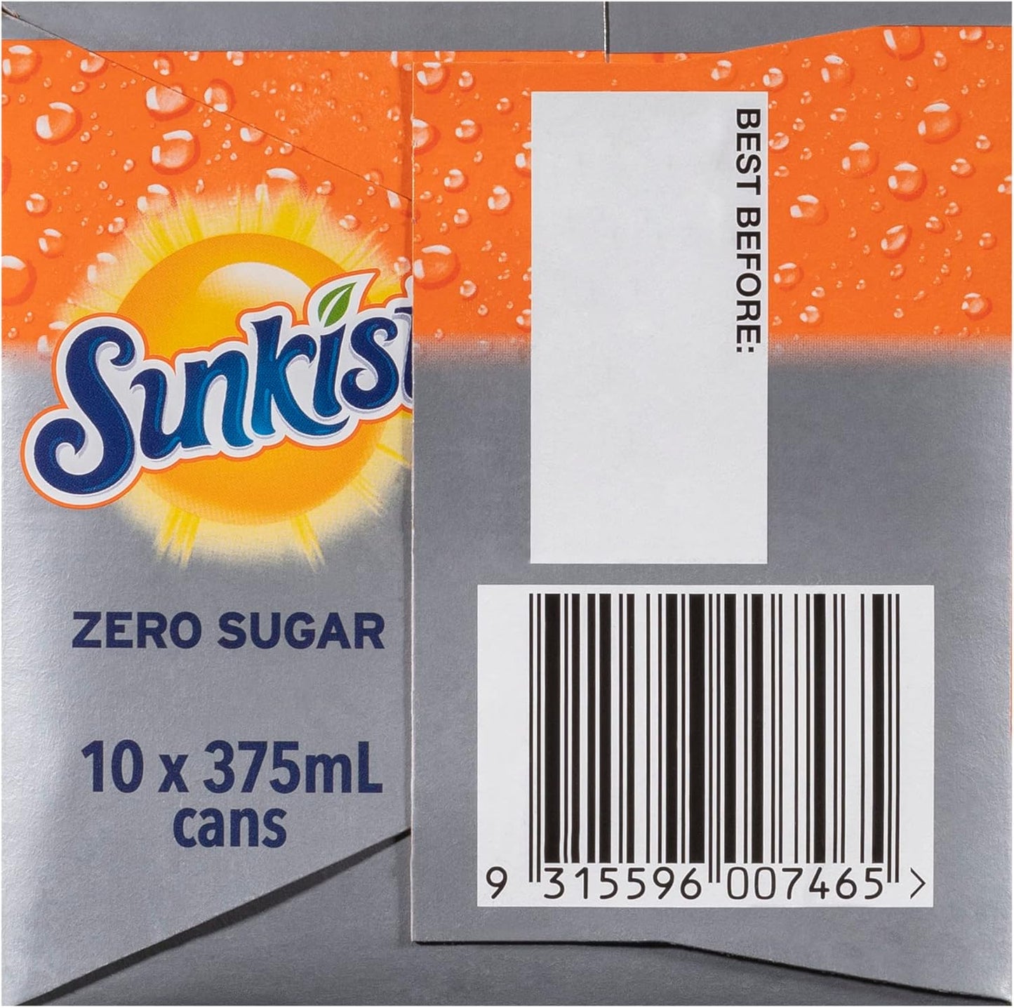 Sunkist Zero Sugar Soft Drink Can 375 ml (Pack of 10)