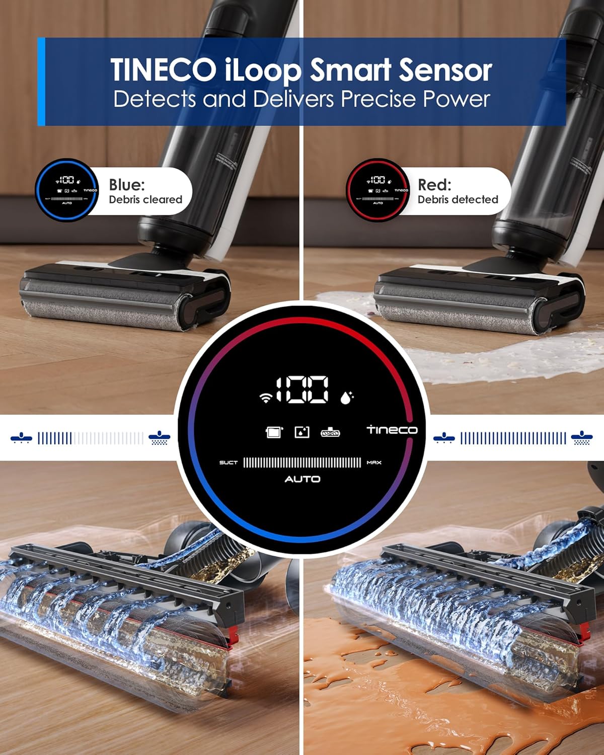 Tineco Floor ONE S6 Cordless Wet Dry Vacuum Floor Cleaner Washer Mop All-in-One for Hard Floors, LED Display, Long Runtime, Dual-Sided Edge Cleaning, Self-Cleaning